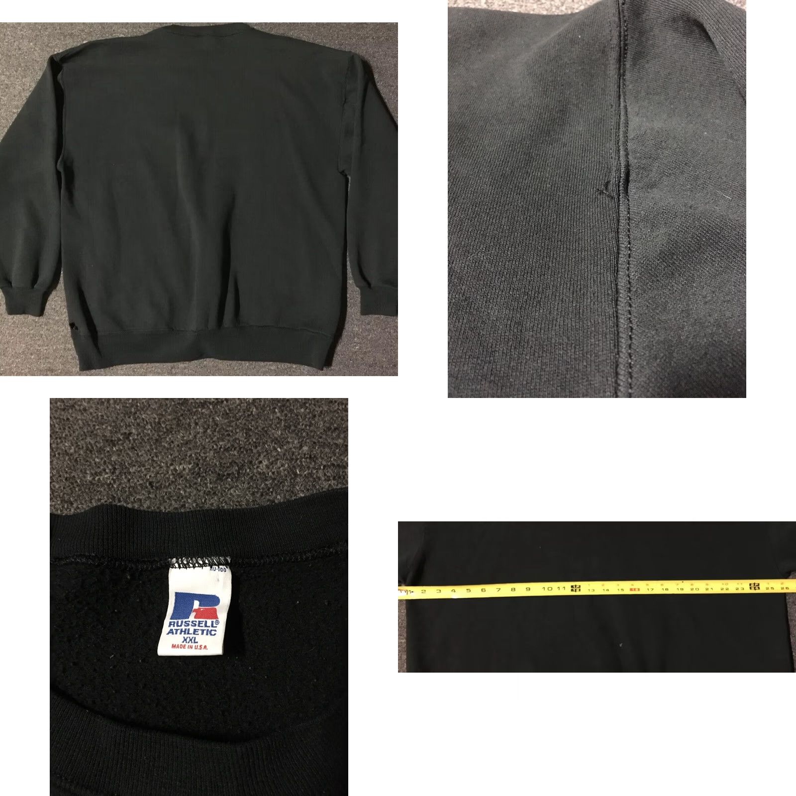 Russell Athletic VINTAGE Russell Athletic Hoodie XXL Black Distressed Faded Sweatshirt USA Track Grunge 90s 80s Men Size US XXL / EU 58 / 5 - 8 Thumbnail