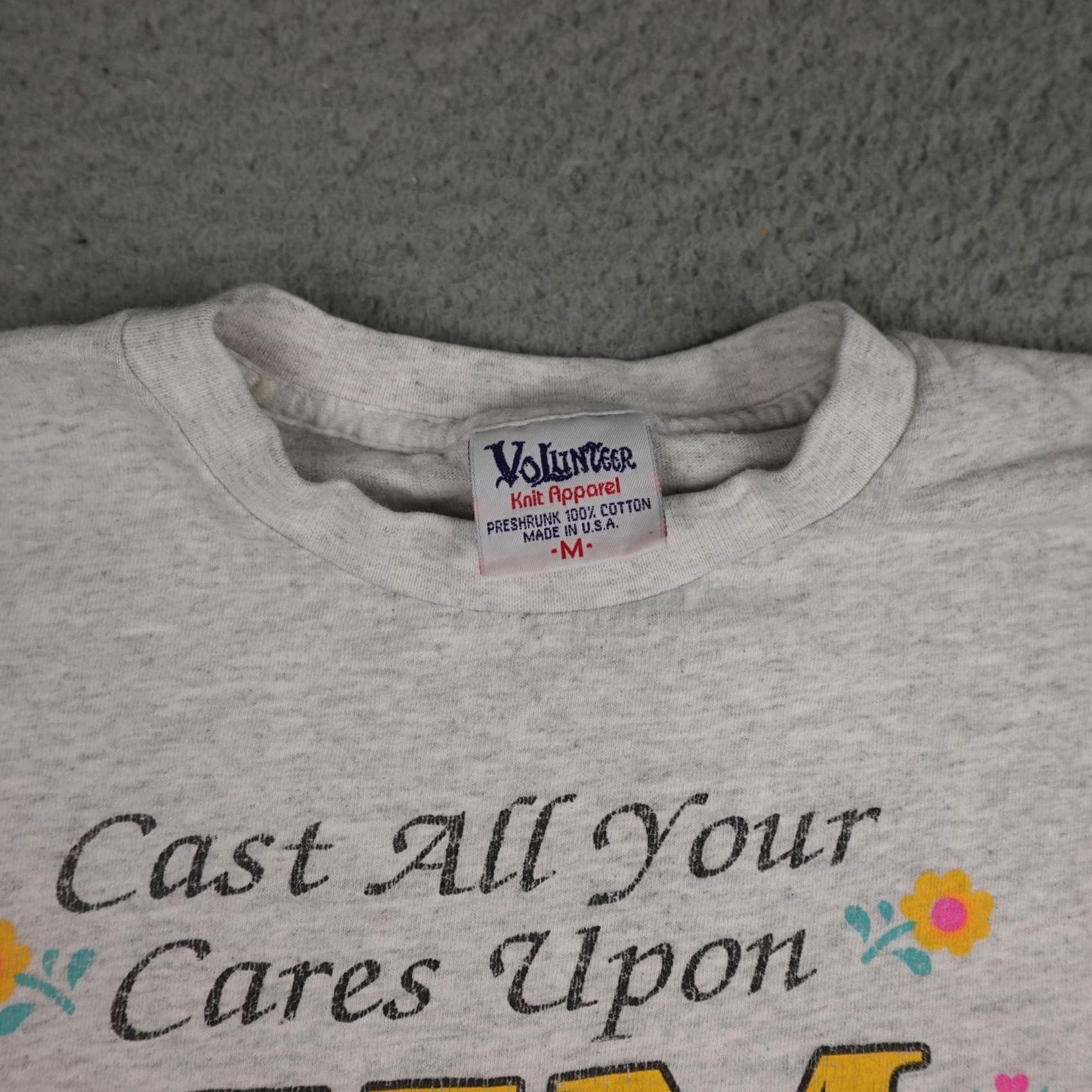 Vintage VINTAGE Jesus Shirt Mens Medium Gray 1 Peter 5:7 Cares For You Made In USA 90s Size US M / EU 48-50 / 2 - 5 Thumbnail