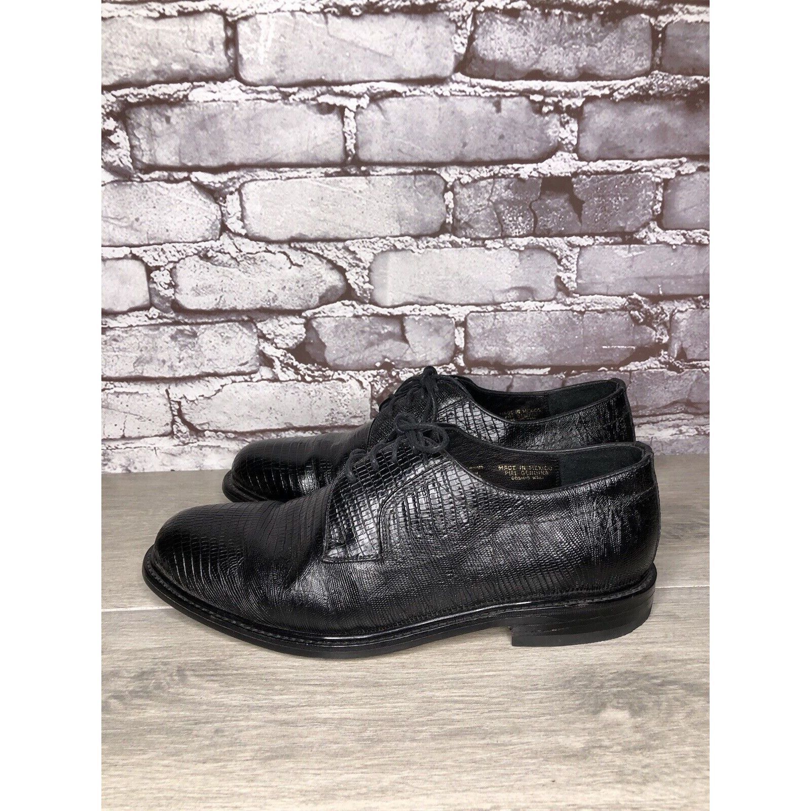 Other Monaco Goodyear Welt Black Leather Croc Oxfords Dress Shoes Size US 10.5 / EU 43-44 - 9 Thumbnail