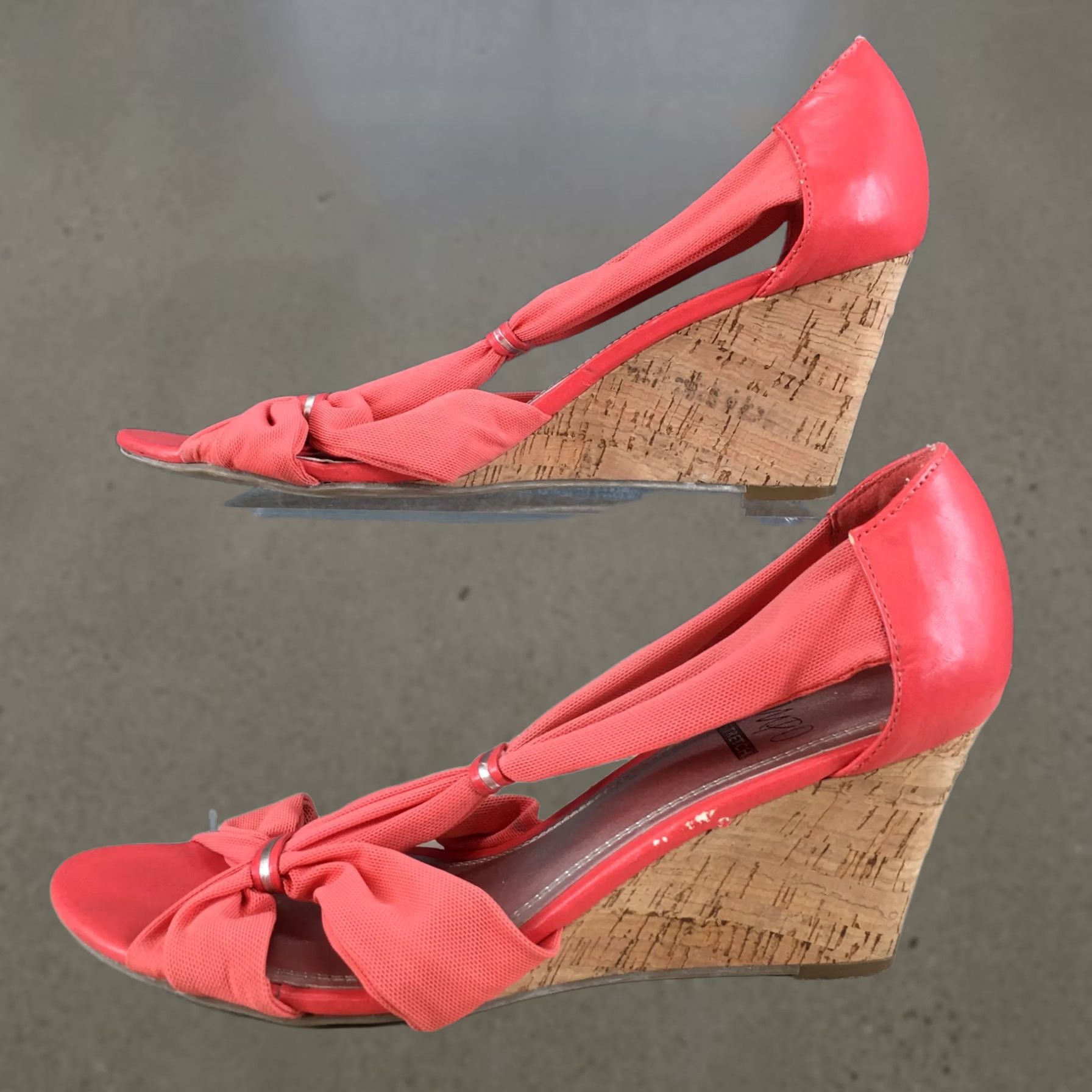 Vintage Impo Stretch Heels Womens 9 M Veroad Pump Pink Slip On Wedge Open Toe Casual Size US 9 / IT 39 - 1 Thumbnail