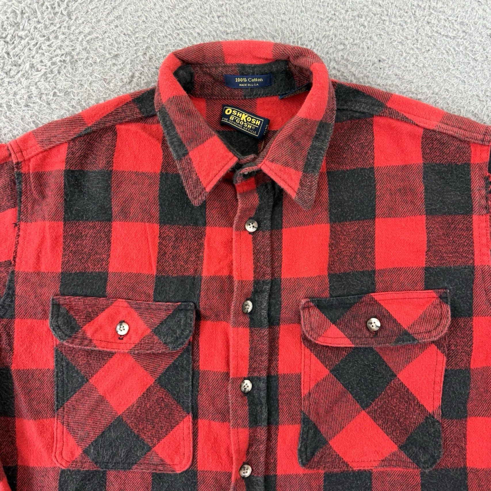 Vintage VINTAGE OshKosh B’Gosh Shirt Mens XL Red 90s Flannel Buffalo Plaid Lumberjack Clothing Shirt Mens XL Red 90s Plaid 90s Grunge Mens Size US XL / EU 56 / 4 - 3 Thumbnail
