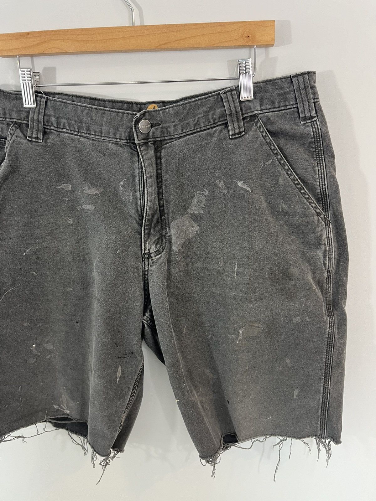 Carhartt Sun Faded Thrashed Gray Vintage Cut Off Shorts Size US 38 / EU 54 - 2 Thumbnail