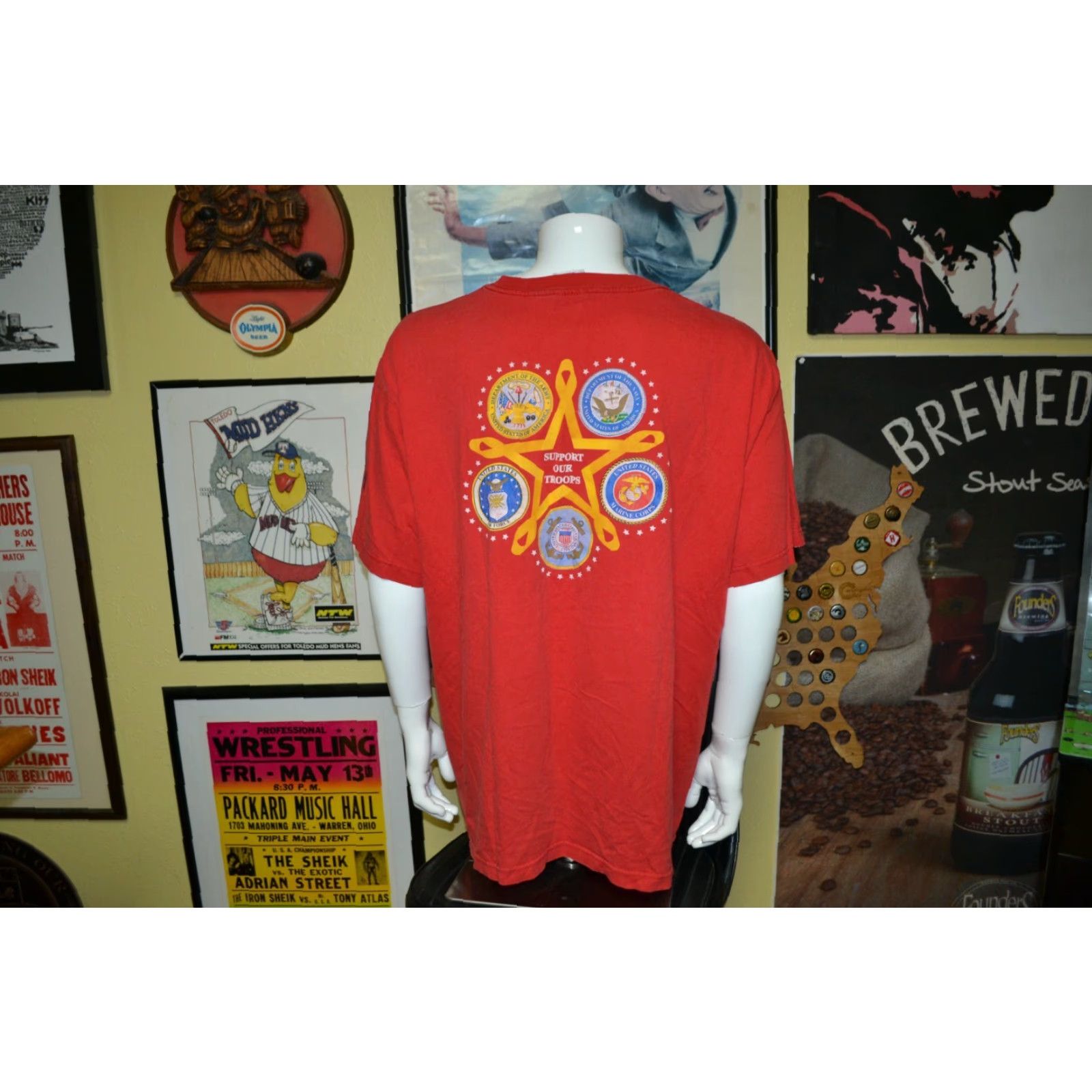 Vintage UAW Local 1435 T Shirt 2XL Bayside Red Cotton Union Support Our Troops" Size US XXL / EU 58 / 5 - 4 Thumbnail