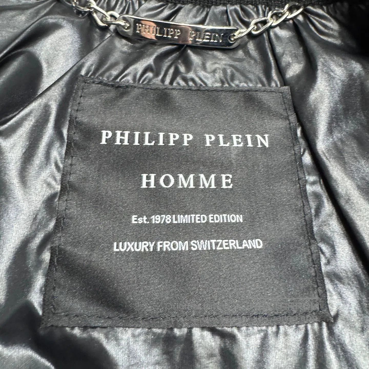 Philipp Plein Black Leather Bomber Jacket Size L. Size US L / EU 52-54 / 3 - 2 Thumbnail