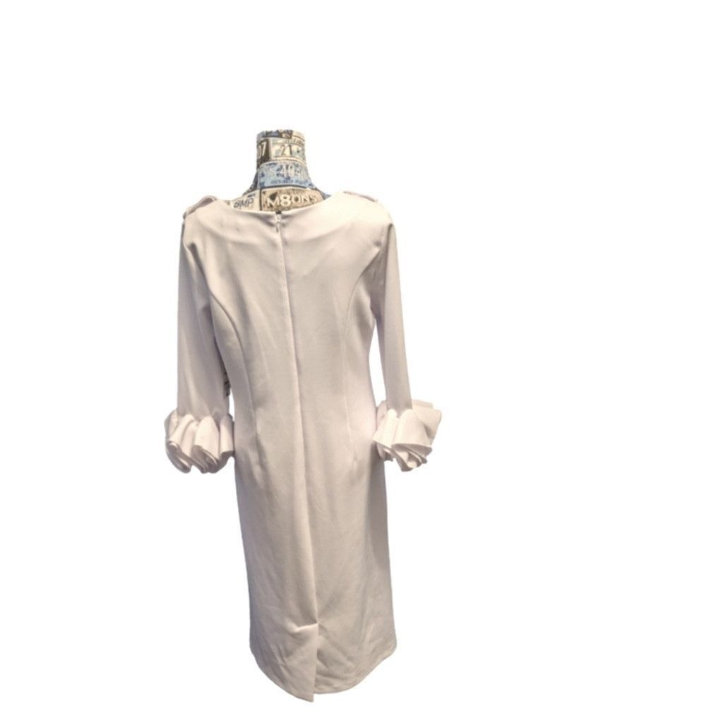 Other Lily & Taylor White Ponte Knit Shift Dress With Ruffles Sz 4 Size S / US 4 / IT 40 - 9 Thumbnail