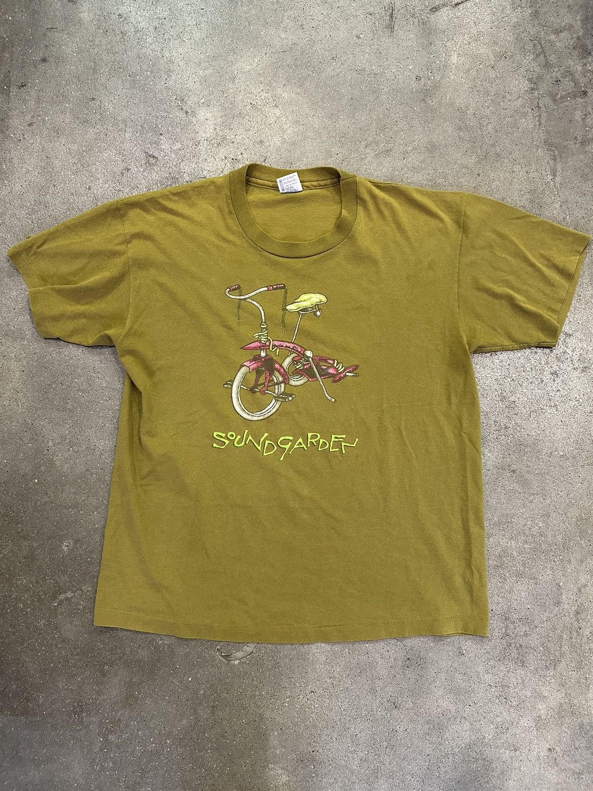 image of Band Tees x Vintage Sound Garden Bicycle Band Tee! in Green, Men's (Size XL)