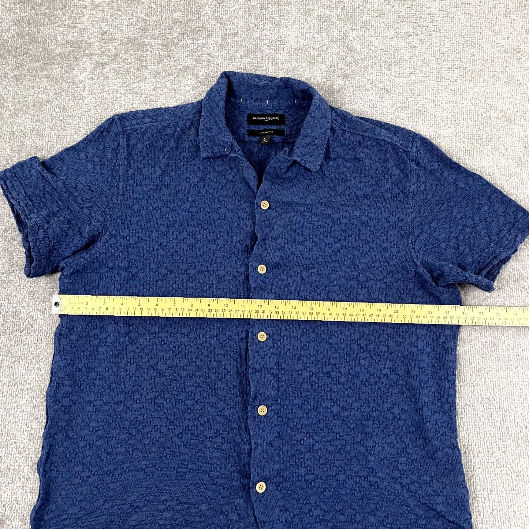 Banana Republic BANANA REPUBLIC Shirt Men L Blue Woven Textured Linen Blend Button Up Casual Size US L / EU 52-54 / 3 - 4 Thumbnail