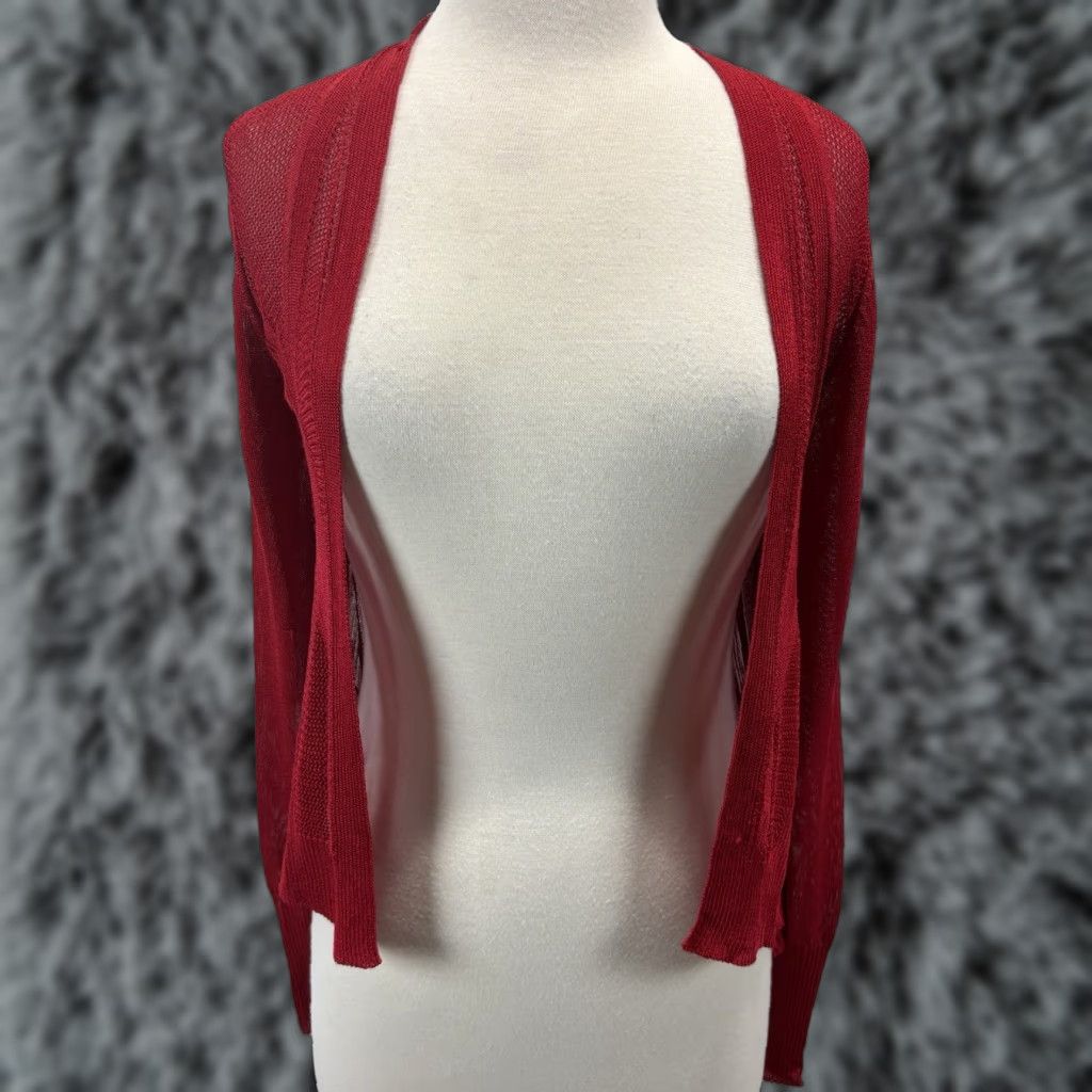 Vintage VINTAGE Cache Knit Cardigan Sweater Open Front Women’s Small Red Y2K Size S / US 4 / IT 40 - 1 Thumbnail