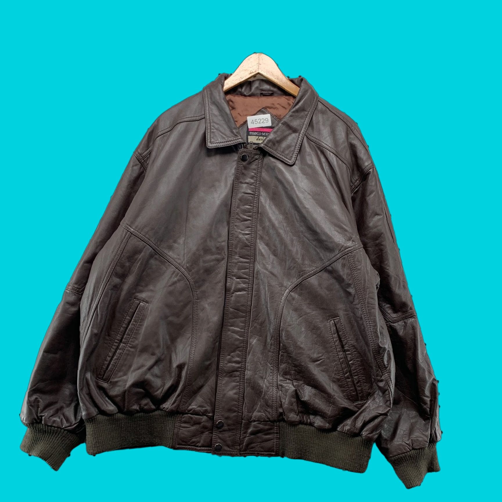 Vintage VINTAGE Marco Serafino Leather Bomber Jacket Mens 2XL Brown Size US XXL / EU 58 / 5 - 1 Thumbnail