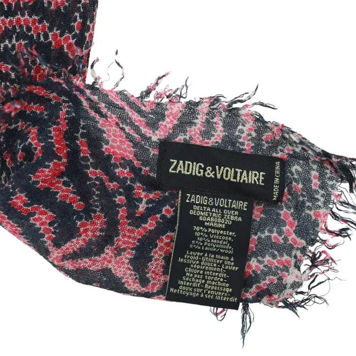 Zadig & Voltaire Zadig & Voltaire Delta All Over Zebra Blue Pink Scarf Scarf Size ONE SIZE - 6 Thumbnail