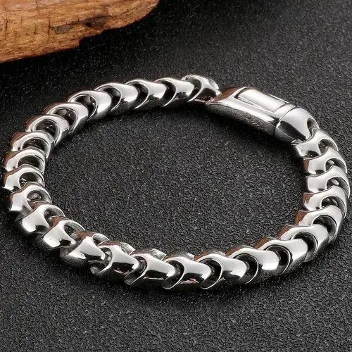 Jewelry 9Mm Wide Curb Link Chain Man Bracelet in Silver, Men's