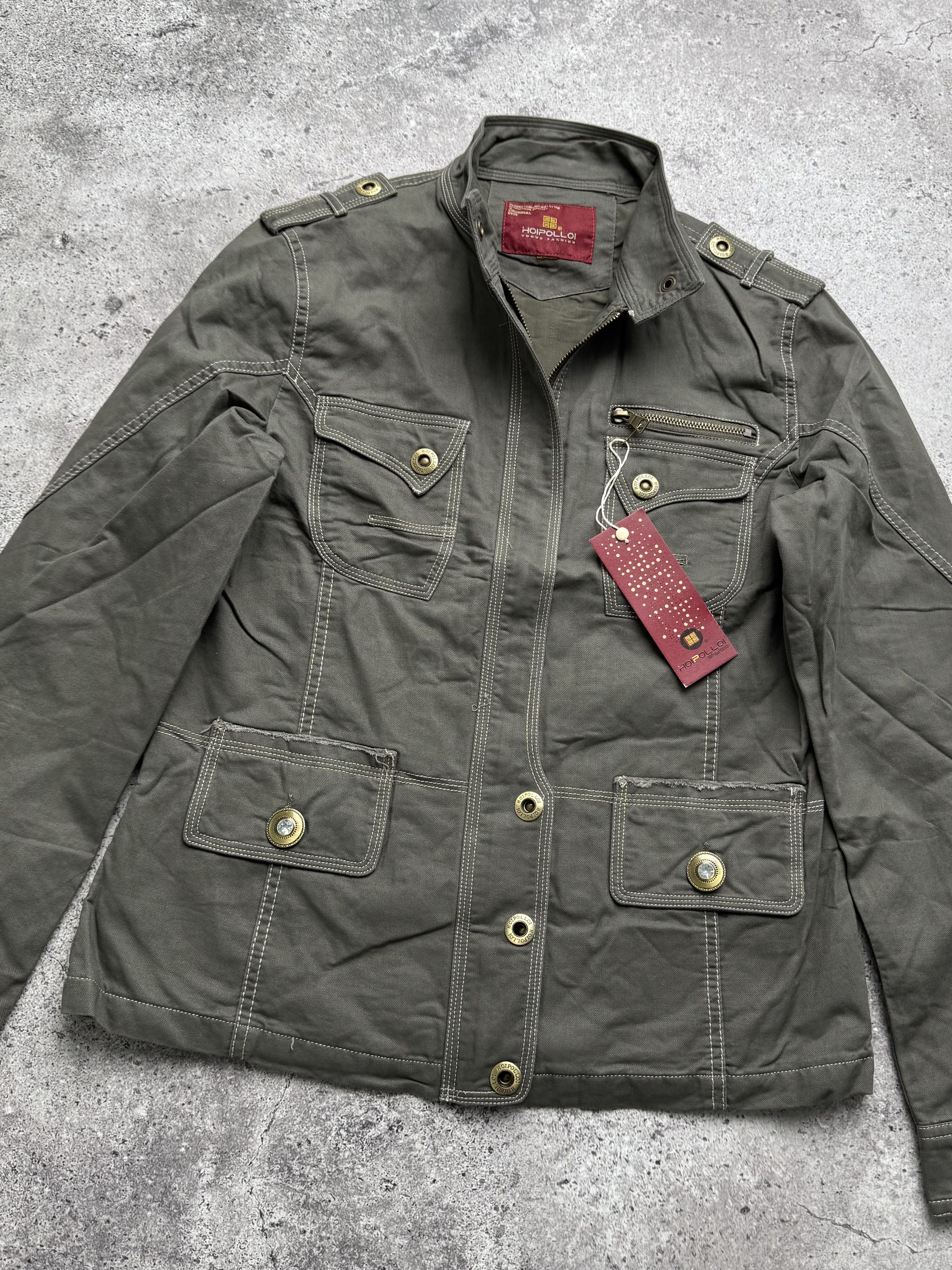 Vintage Vintage Khaki Utility Military Jacket Cotton Zip Button Coat Size S / US 4 / IT 40 - 2 Thumbnail