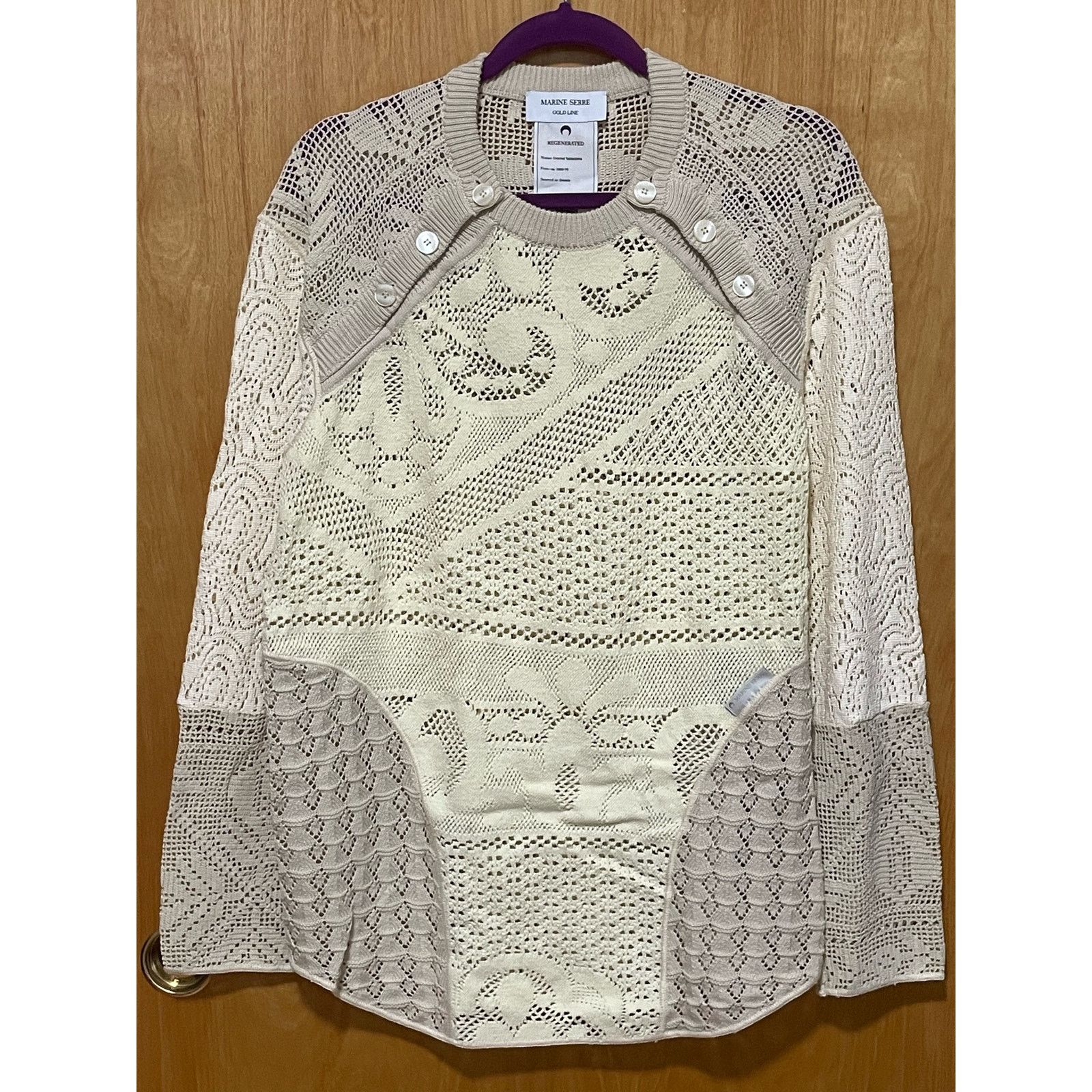 Marine Serre SS23 Marine Serre Beige Crochet Regenerated Sweater Size M Size US M / EU 48-50 / 2 - 1 Thumbnail