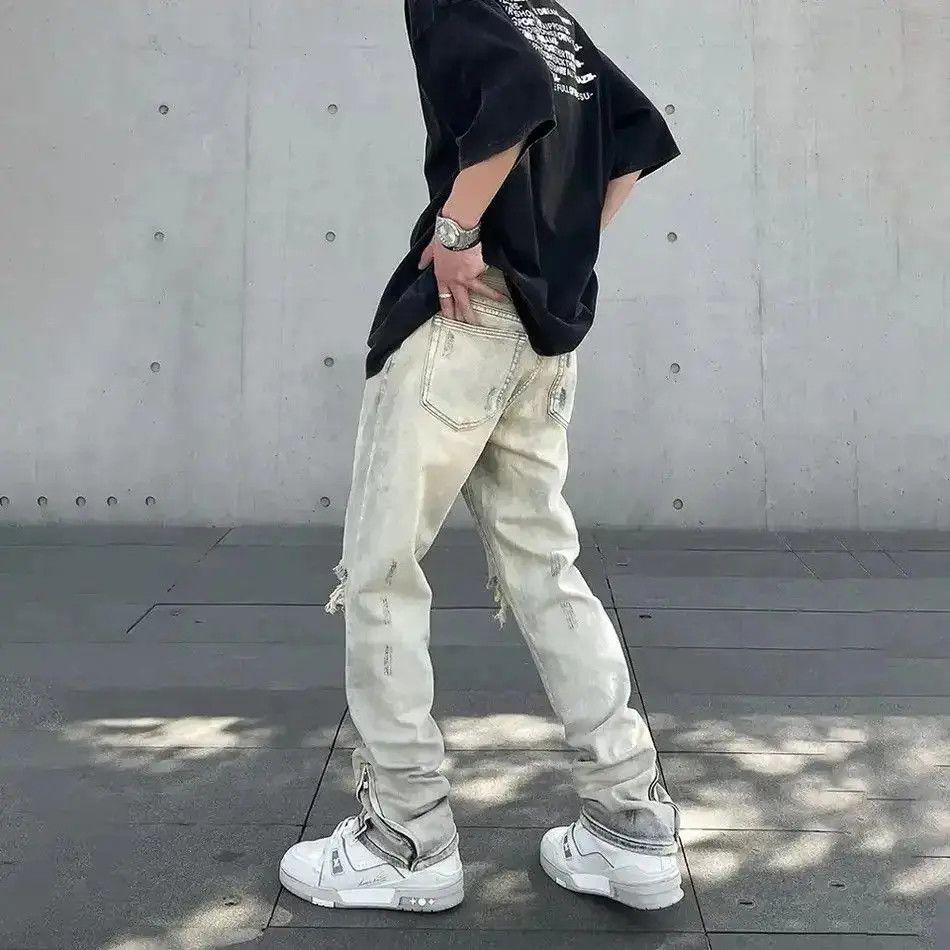 Japanese Brand Ripped Skinny Jeans Men Y2k High Street Fashion Size US 32 / EU 48 - 4 Thumbnail