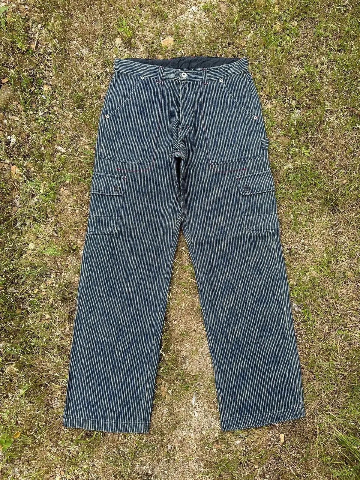 Solid and Striped HYPER REMIX HICKORY STRIPED VINTAGE WORKWEAR WABASH CARGO Size US 31 - 1 Thumbnail
