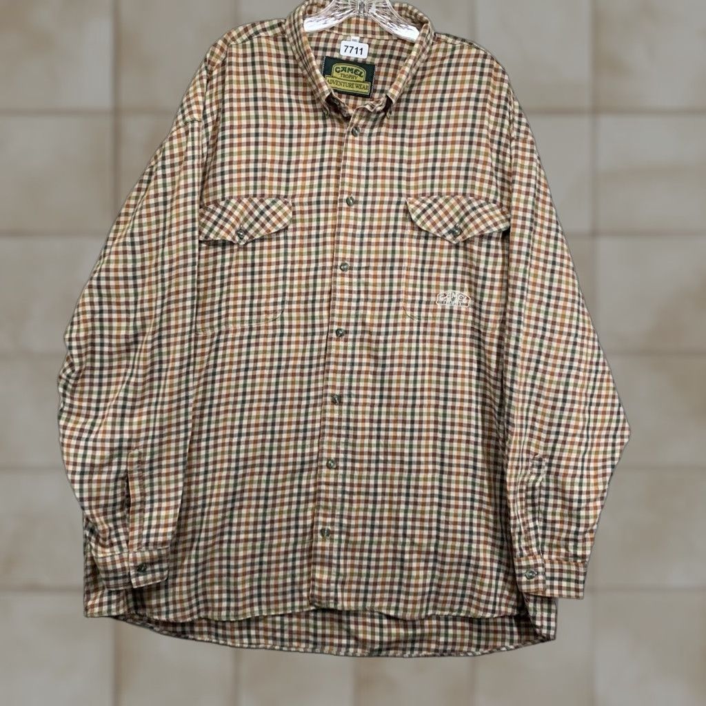 Camel VINTAGE Camel Cigarettes Shirt Men 2XL Plaid Cotton Long Sleeve Button-Up Casual Travel Retro 80s 90s Size US XXL / EU 58 / 5 - 1 Thumbnail
