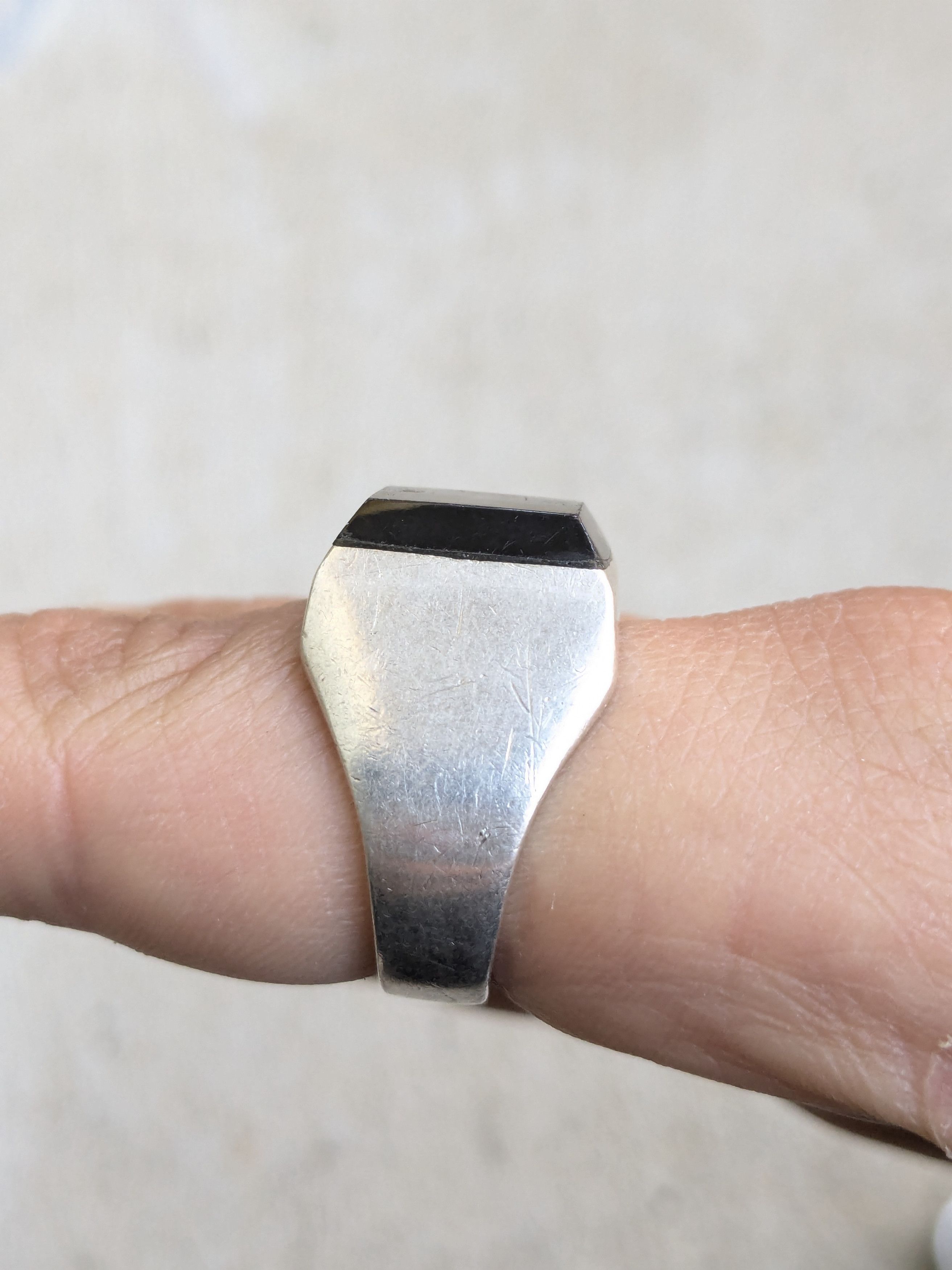 Vintage Vintage Taxco Sterling Silver Ring Black Onyx 10.5 Modern Size ONE SIZE - 11 Thumbnail