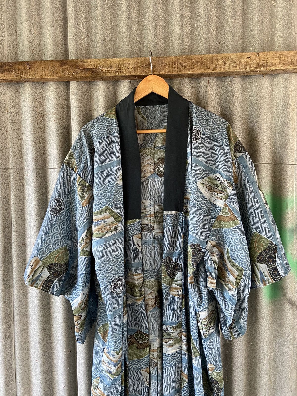 Komono Vintage Japanese Haori Mountain Landscape Silk Kimono Size US M / EU 48-50 / 2 - 2 Thumbnail