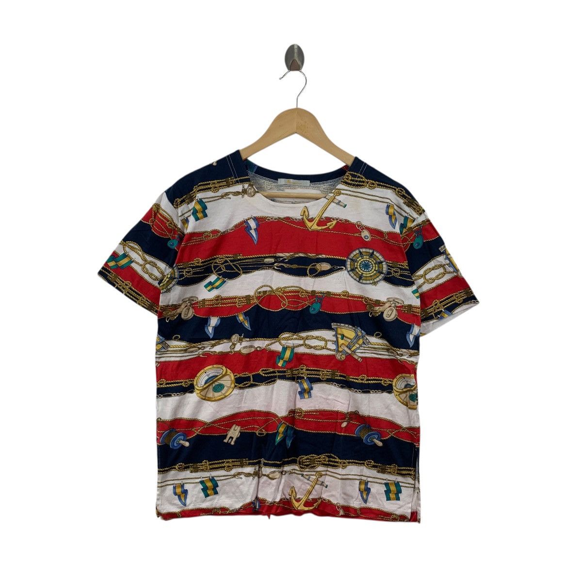 Aquascutum Vintage AQUASCUTUM LONDON BAROQUE Nautical AOP Tee Shirt Top Size M / US 6-8 / IT 42-44 - 1 Thumbnail