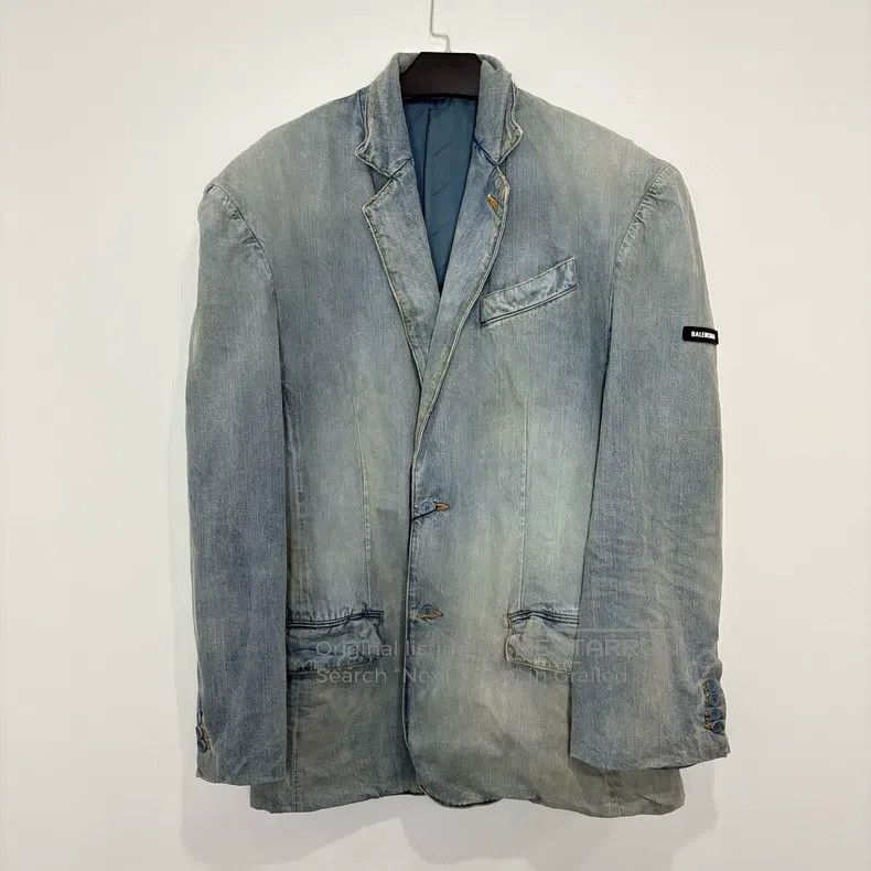Balenciaga Balenciaga Sleeve Badge Mud-Dyed Distressed Suit Jacket Size US M / EU 48-50 / 2 - 1 Thumbnail