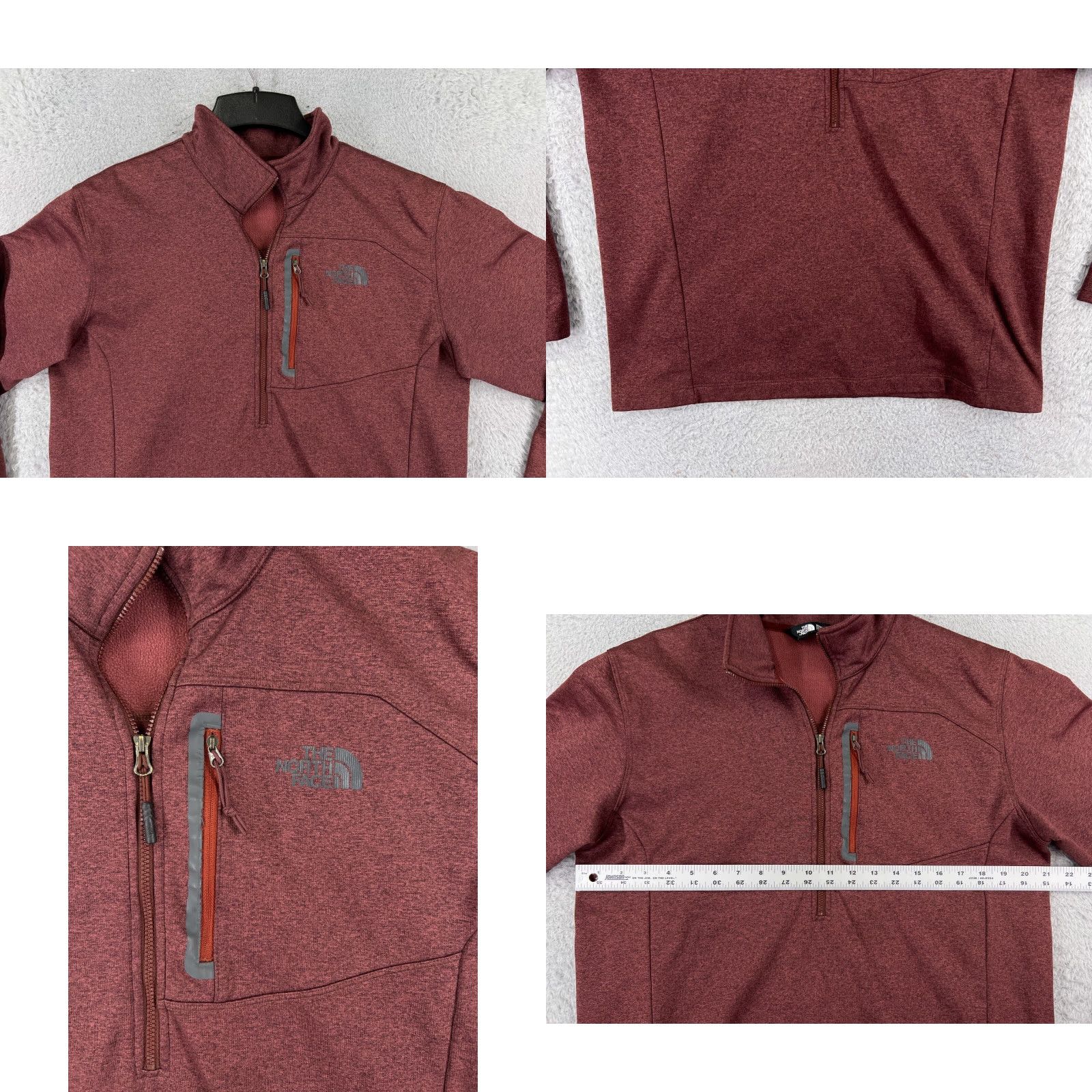 The North Face The North Face Sweater Mens Large Red 1/4 Zip Pullover Long Sleeve Polyester Knit Size US L / EU 52-54 / 3 - 8 Thumbnail