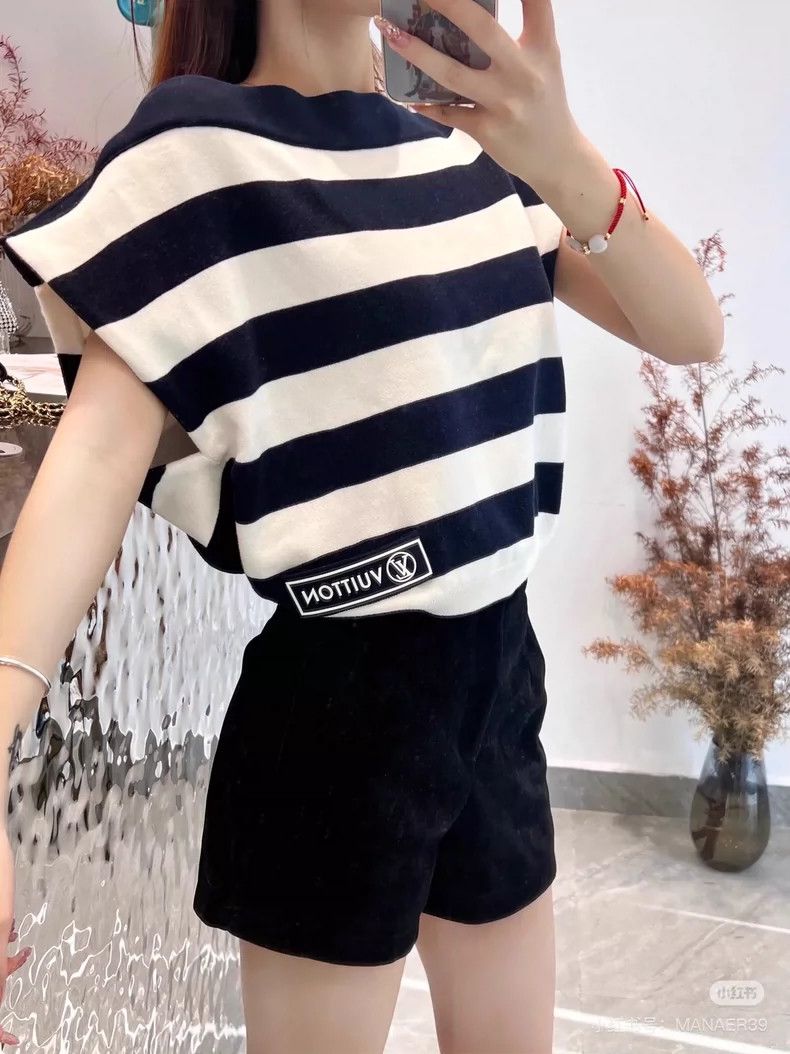 Louis Vuitton LOUIS VUITTON Black and white striped one-shoulder top Slee Size XS / US 0-2 / IT 36-38 - 7 Thumbnail