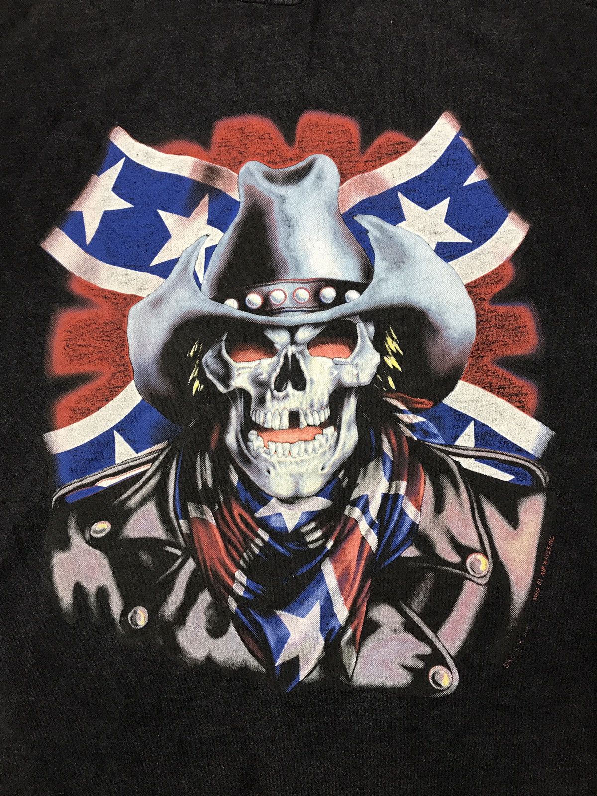 Vintage Skull Shirt Cowboy Patriot Outlaw Flag Size US M / EU 48-50 / 2 - 2 Thumbnail