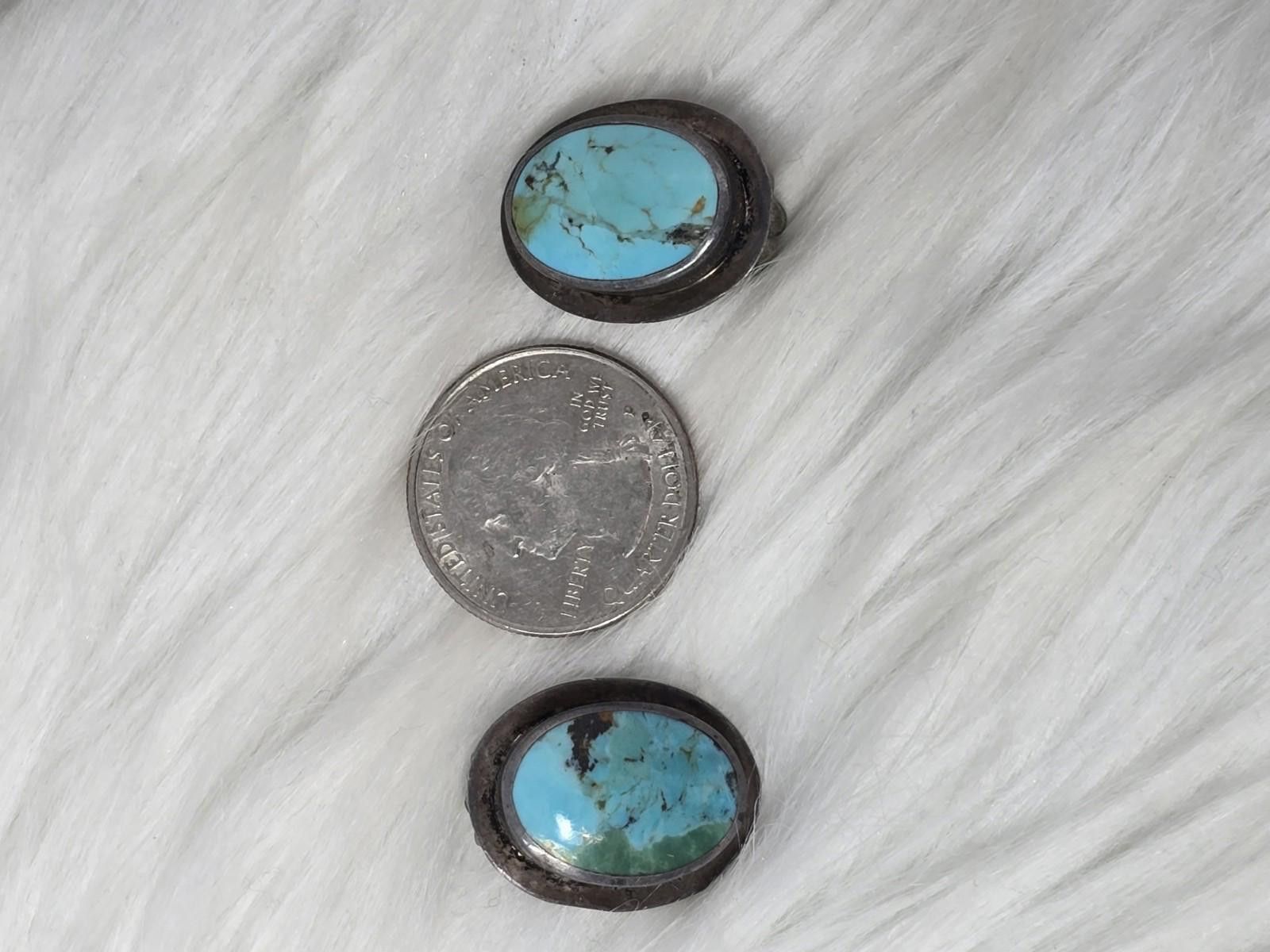 Sterling Silver Vintage Sterling Silver Turquoise Earrings Thailand Clip On Size ONE SIZE - 6 Thumbnail