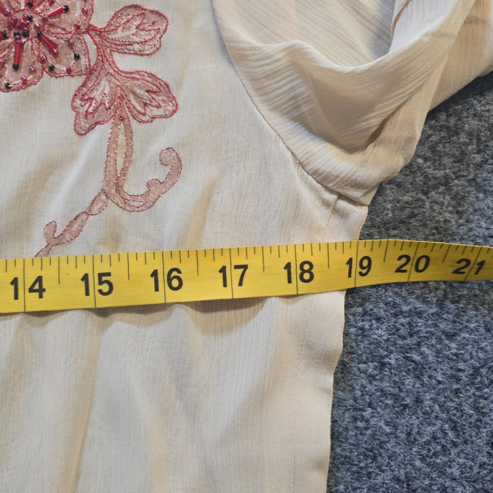 J. Jill VINTAGE J Jill Top Womens Small Beige Embroidered Beaded Sheer Cottage Casual Size S / US 4 / IT 40 - 6 Thumbnail