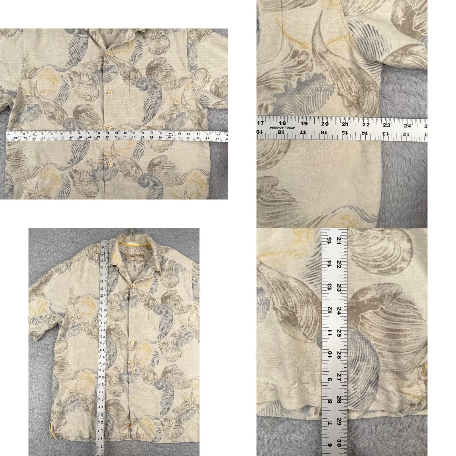 Tommy Bahama Tommy Bahama Shirt Men Large Ivory Waves 100% Silk Button Up Hawaiian Pocket Shirt (L) Ivory Silk Beach Designer Hawaiian Mens Size US L / EU 52-54 / 3 - 8 Thumbnail