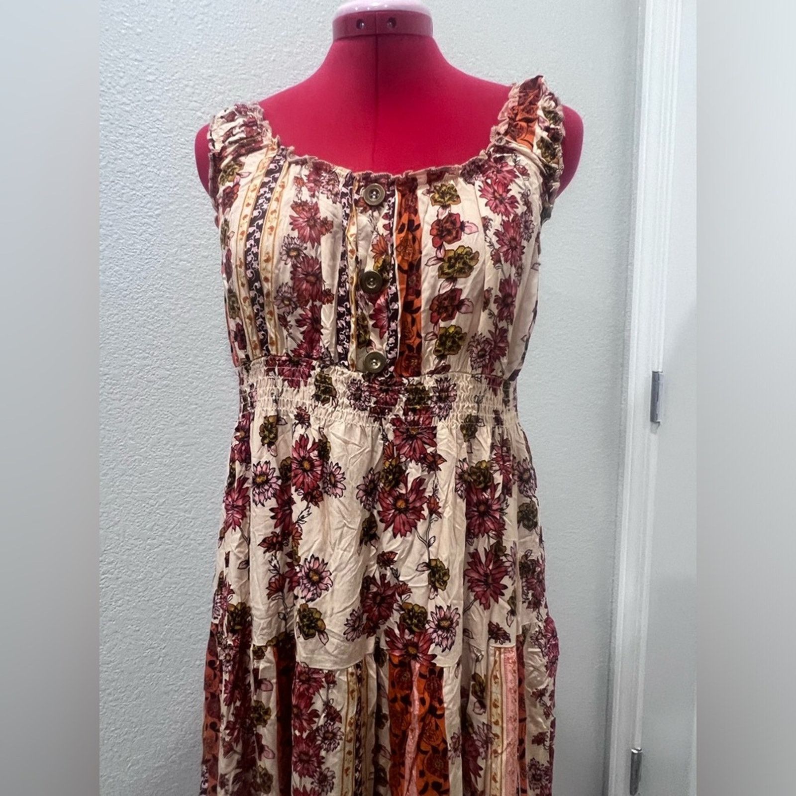 Anthropologie LAPIS Anthropology Floral Orange Cream Summer Sun Boho Size L / US 10 / IT 46 - 4 Thumbnail