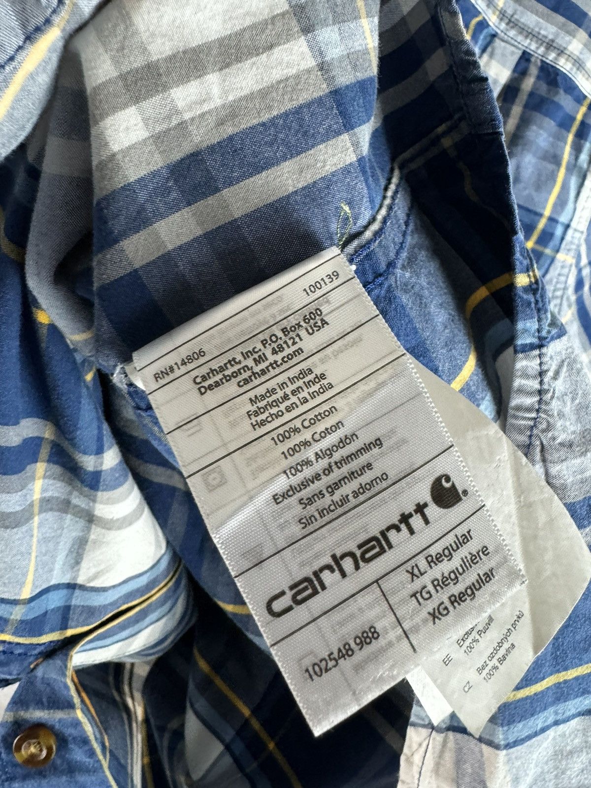Carhartt Carhartt vintage short sleeve shirt plaid checkered Y2K Size US XL / EU 56 / 4 - 5 Thumbnail