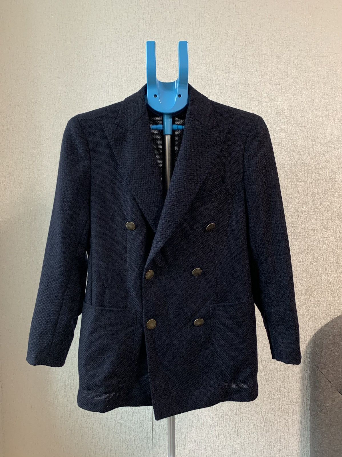 image of Italian Designers Tagliatore Patch Pockets Italian Blazer in Blue, Men's (Size 44R)