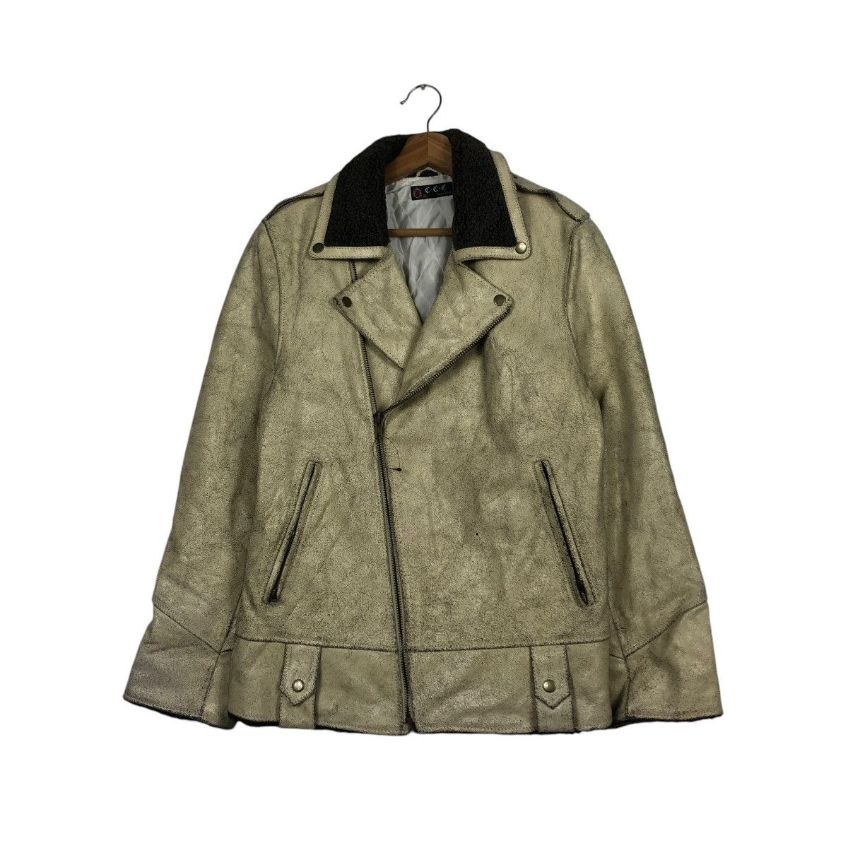 Japanese Brand VINTAGE BIKER COW LEATHER JACKET DOUBLE COLLAR ISSEY MIYAKE Size US M / EU 48-50 / 2 - 3 Thumbnail