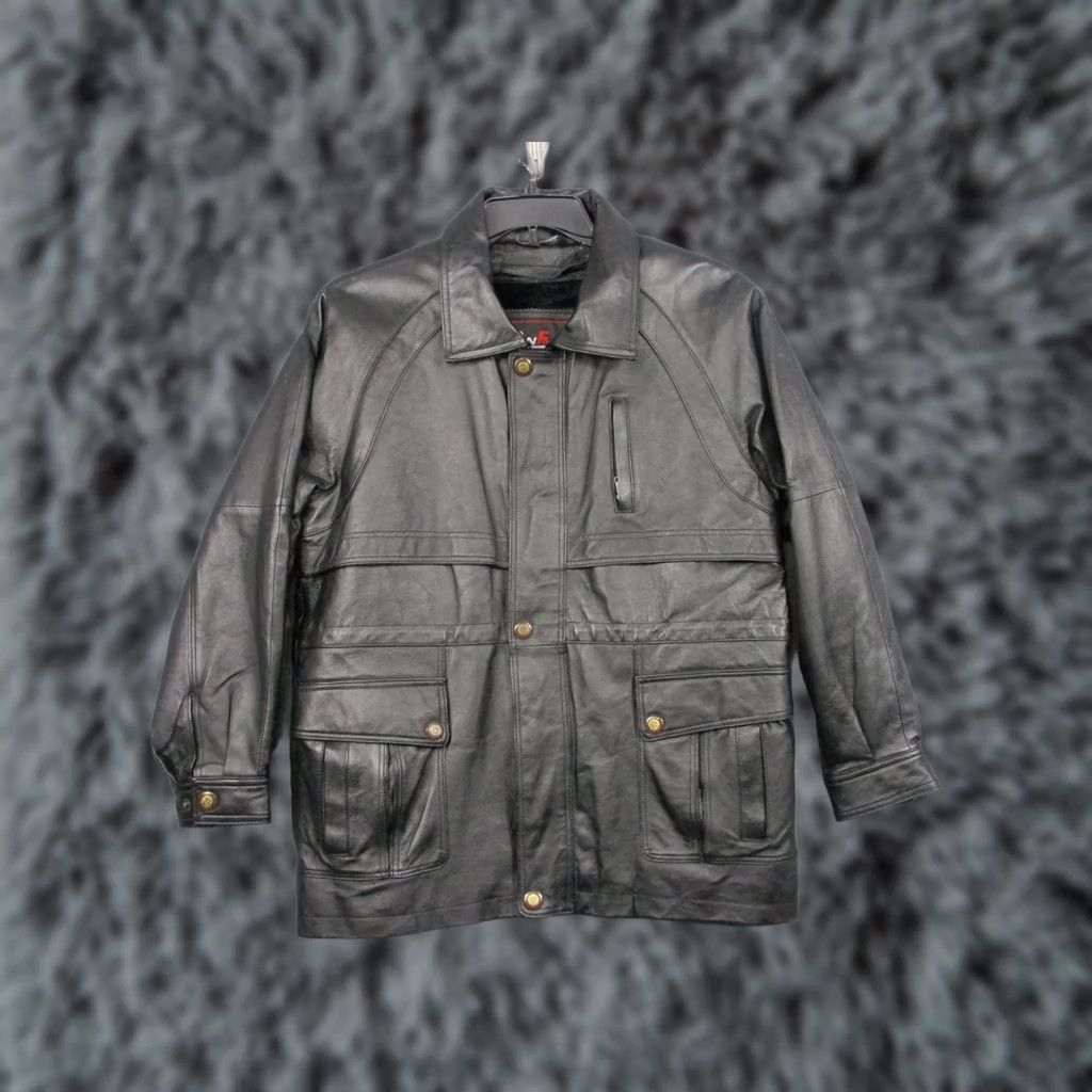 Vintage Lion Force Leather Overcoat Mens XL Black Full Zip Pockets Lined Warm Winter Size US XL / EU 56 / 4 - 1 Thumbnail