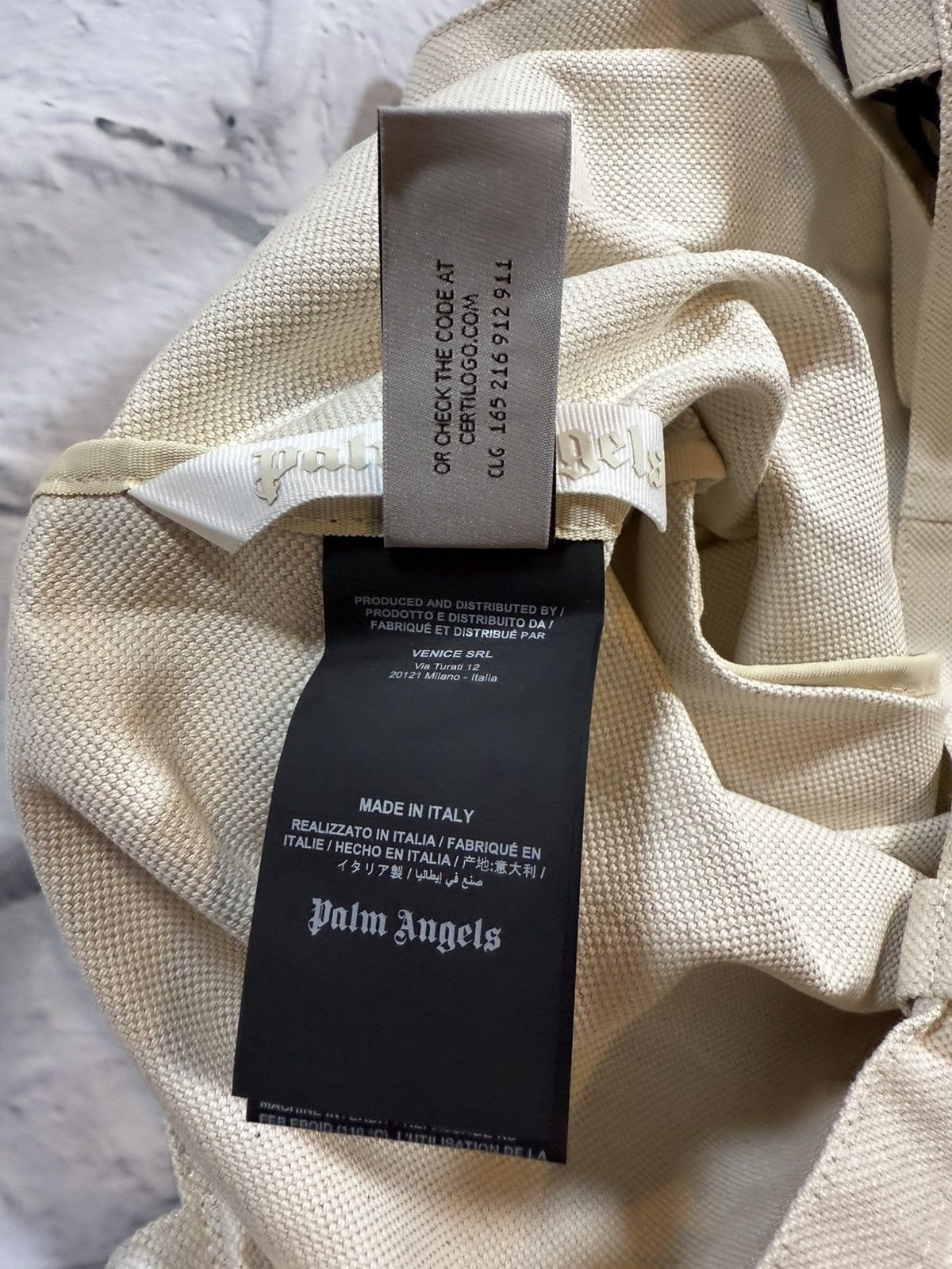 Palm Angels Palm Angels Miami Beach Cotton Canvas Shopper Bag Tote NWT Size ONE SIZE - 6 Thumbnail