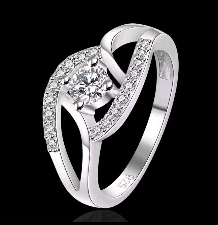 Other Cubic Zirconia Engagement Ring 925 Sterling Silver Size 7 Size ONE SIZE - 5 Thumbnail