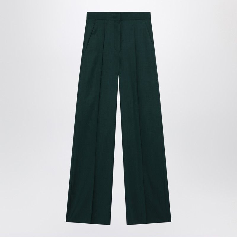 パンツ MAX MARA GREEN STRAIGHT TROUSERS IN WOOL Straight-fit light wool trousers, dark green | 