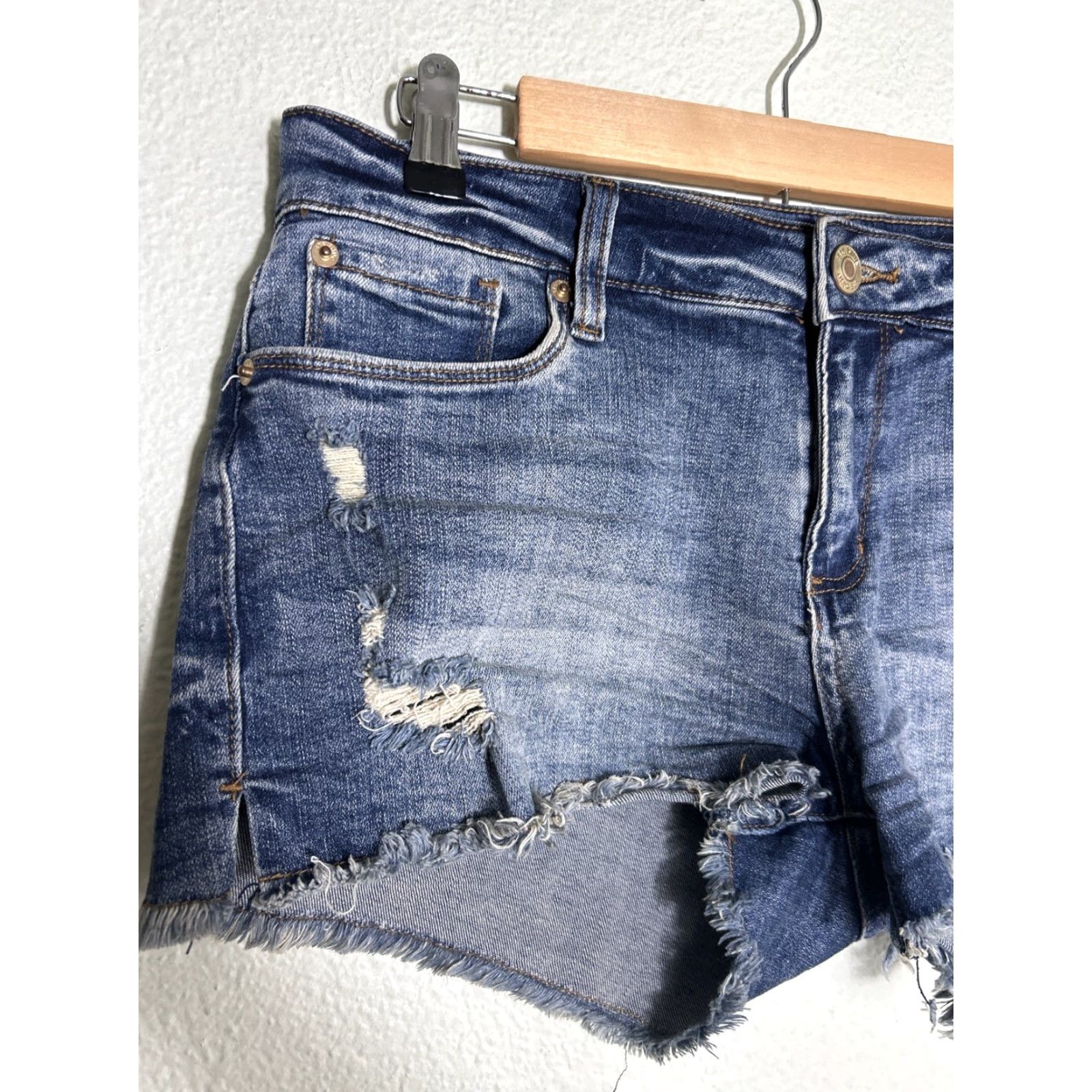 Denime STS Blue Womens Cut Off Denim Boyfriend Shorts Distressed Size 28x2 Size 28" / US 6 / IT 42 - 2 Thumbnail