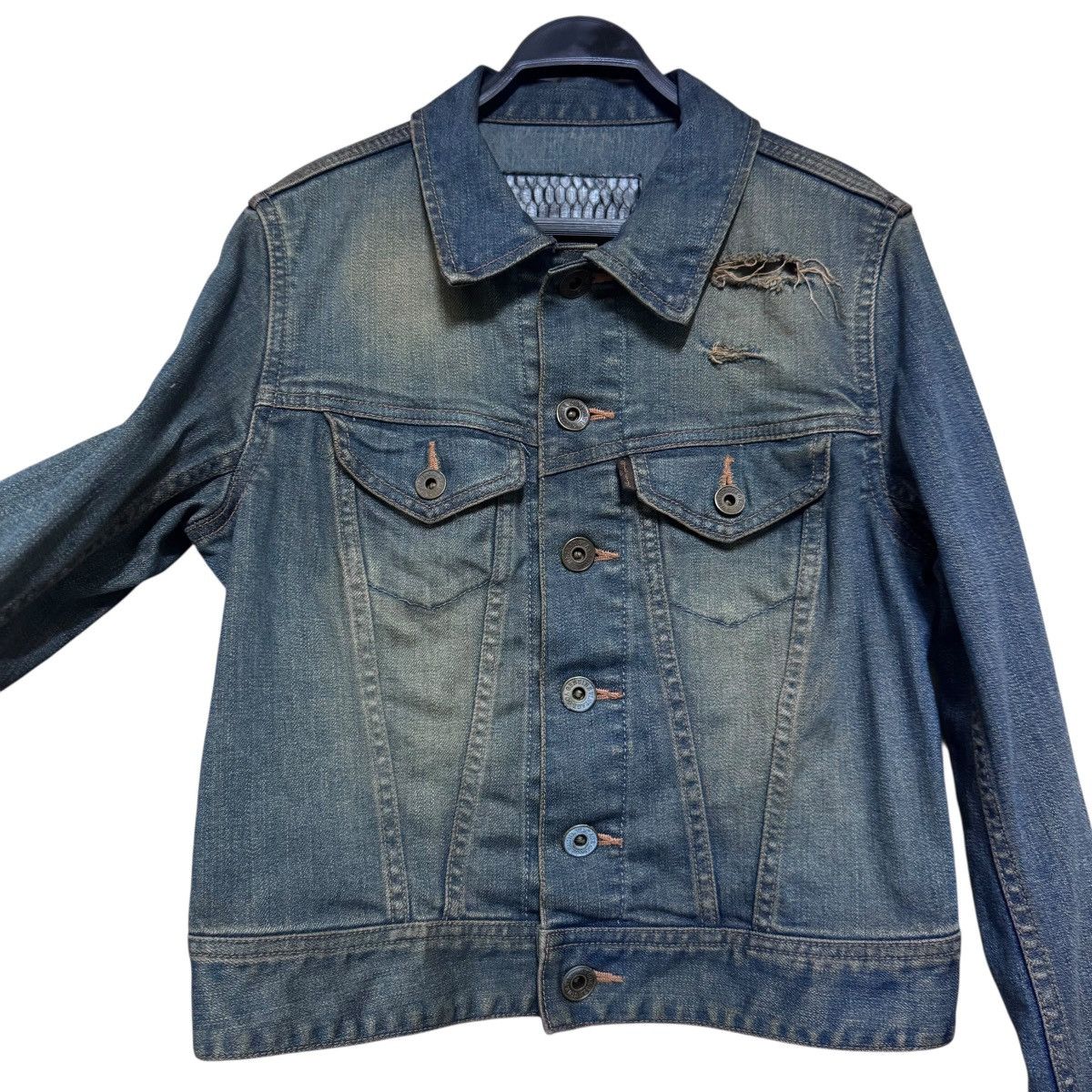 GOA GOA Snakeskin Distressed Denim Jacket Cropped Size XS / US 0-2 / IT 36-38 - 3 Thumbnail