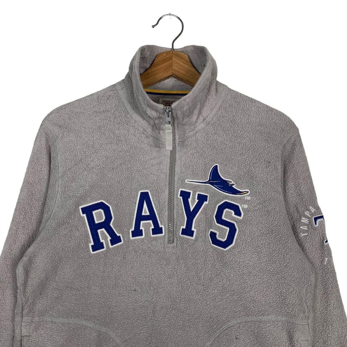 Japanese Brand MLB RAYS SPELLOUT BIG LOGO HALF ZIP FLEECE SWEATER #0005-C1 Size US M / EU 48-50 / 2 - 3 Thumbnail