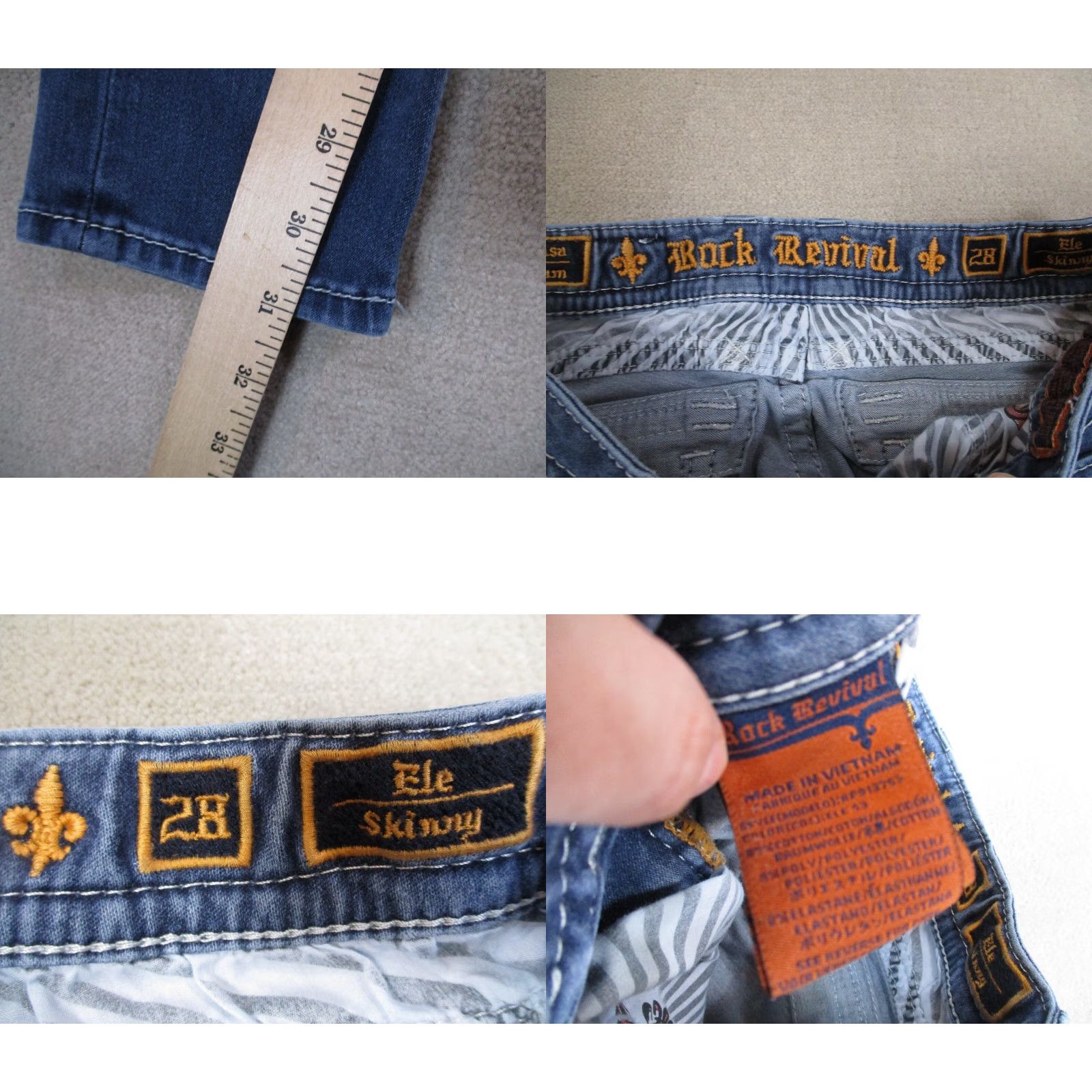 Vintage **Rock Revival Skinny Jeans Blue Women's 28** User: Rock Revival Skinny Blue Jeans Women's 28 Size 28" / US 6 / IT 42 - 8 Thumbnail