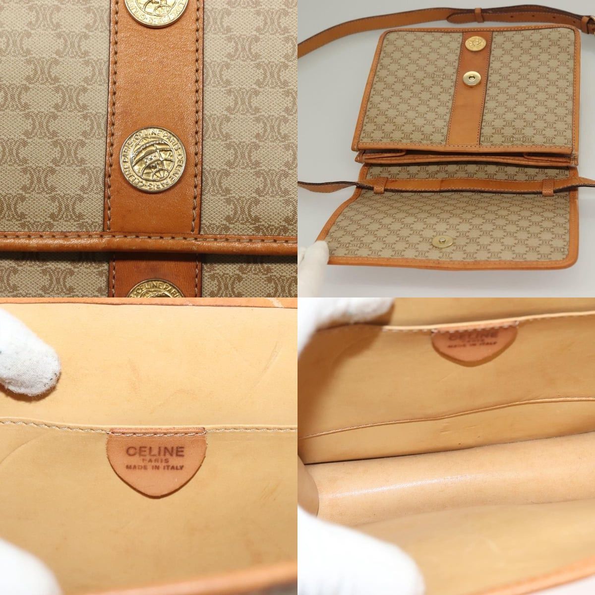 Celine CELINE Macadam Canvas Shoulder Bag Pvc Beige Gold Size ONE SIZE - 11 Thumbnail
