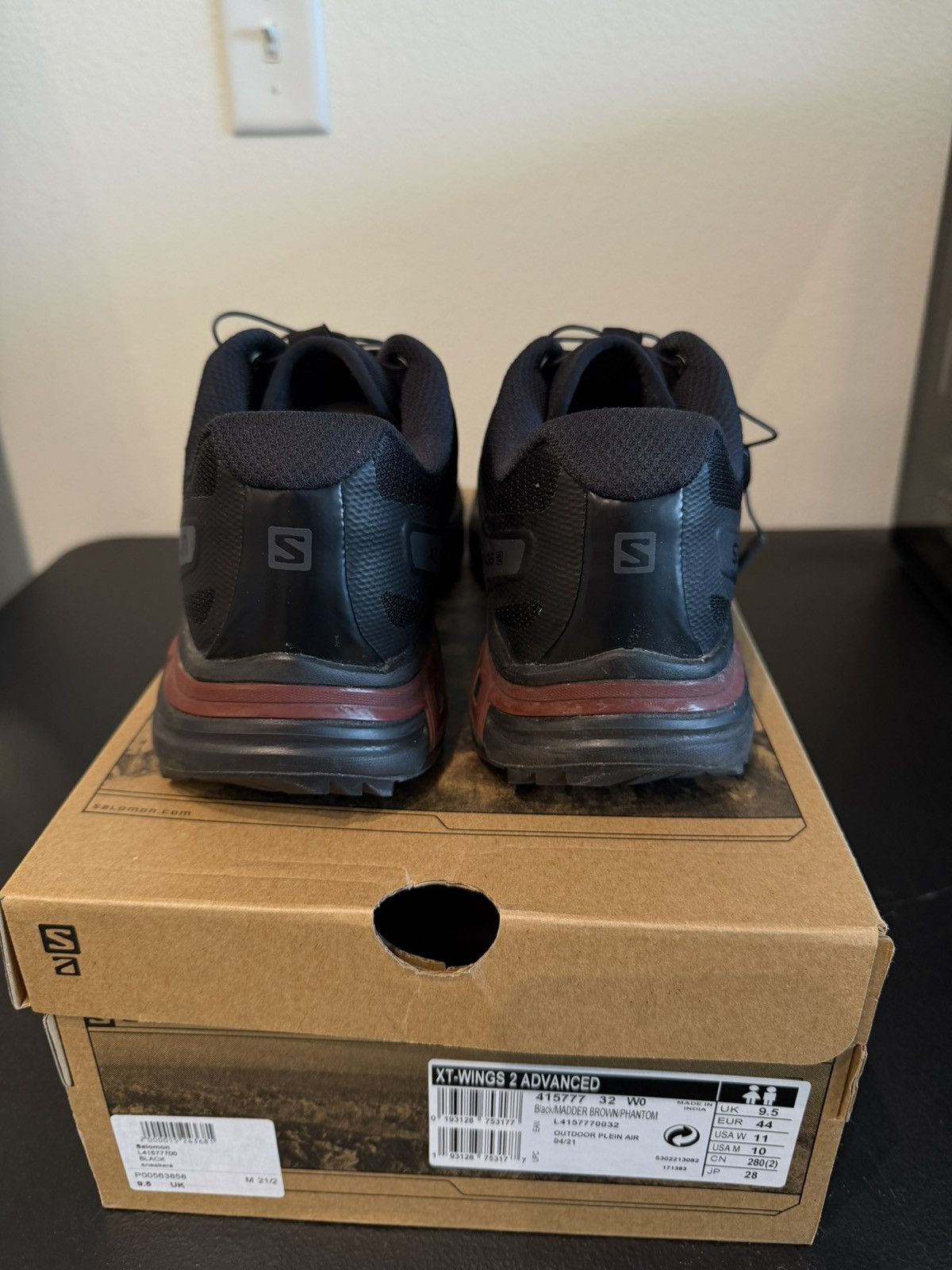 Salomon Salomon XT-Wings 2 Advanced Size 10 Black and Red Sneakers Size US 10 / EU 43 - 4 Thumbnail