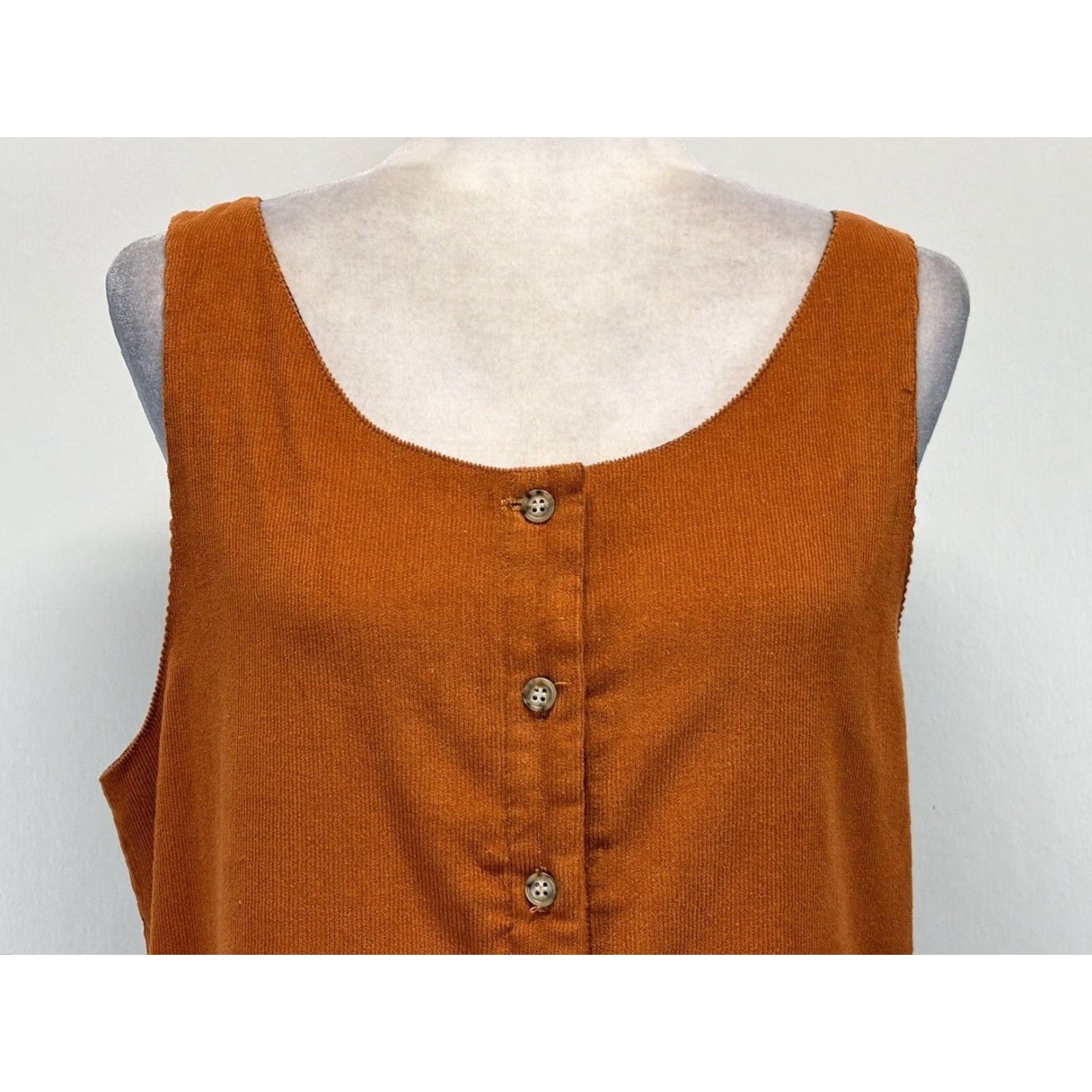 Vintage VINTAGE Fenwick Corduroy Jumper Midi Dress Sz 14 Women’s Pockets Sleeveless Made USA Burnt Orange 1990s Modest Womens Size XL / US 12-14 / IT 48-50 - 5 Thumbnail