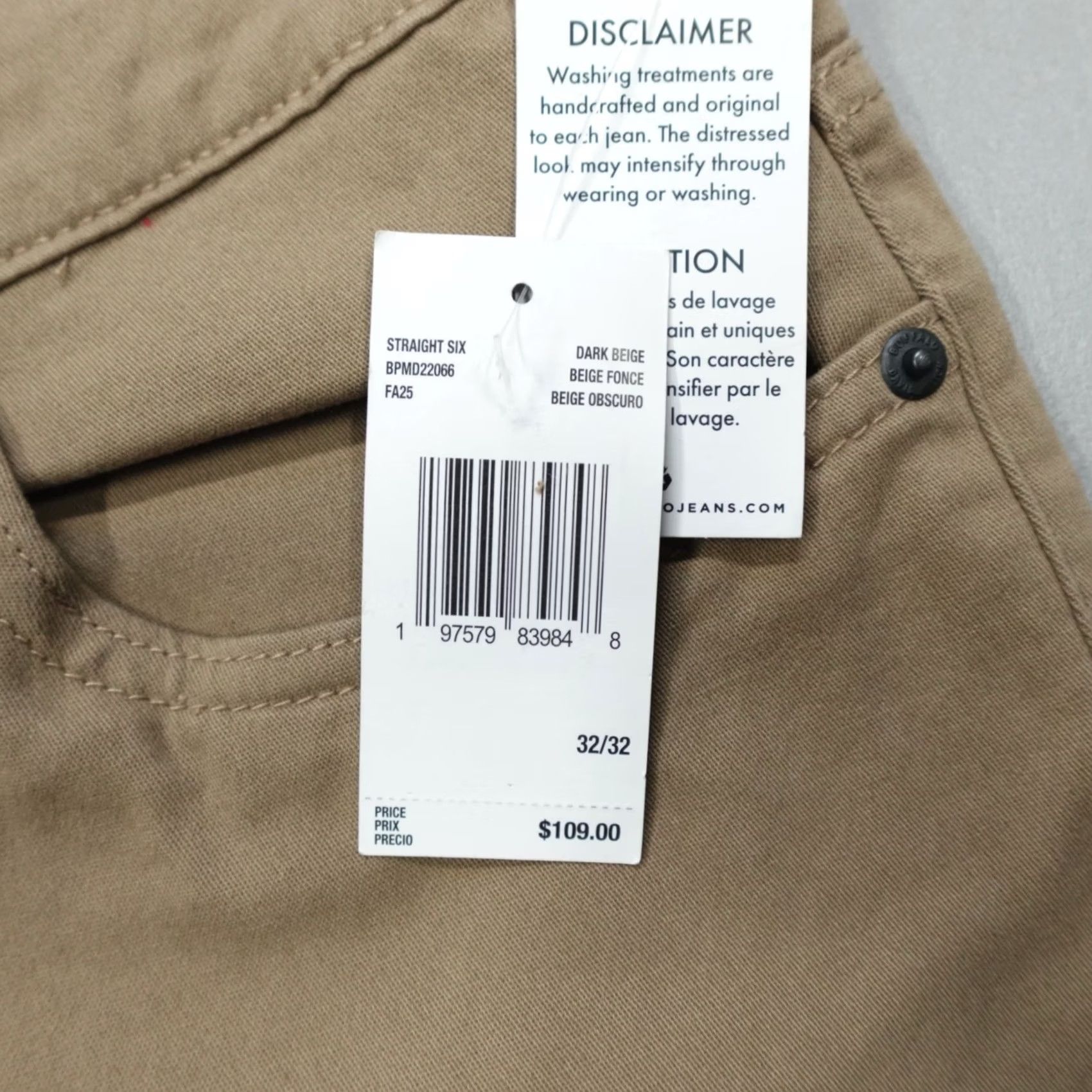 Buffalo David Bitton Buffalo David Bitton Jeans Beige Dark Straight Six Pants Men 32x32 Regular 5-Pocket Cotton Blend Denim Jeans Mens Size US 32 / EU 48 - 3 Thumbnail