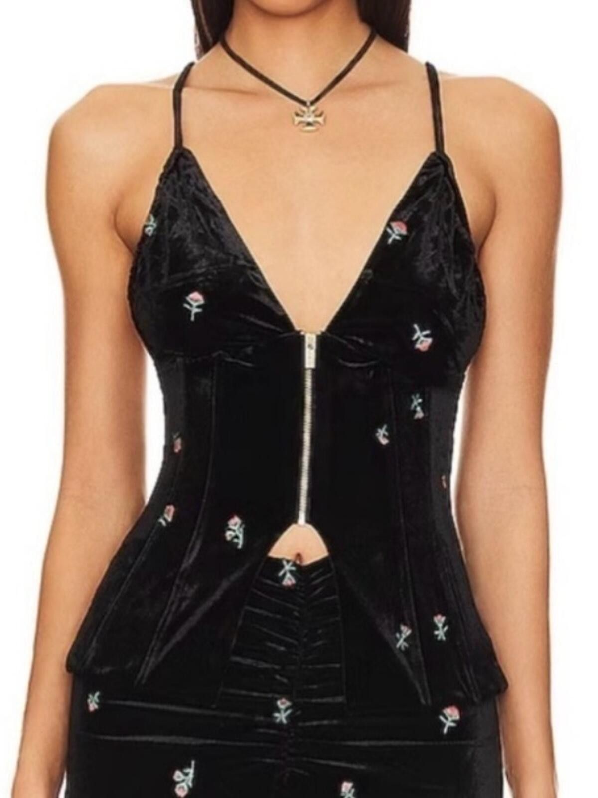Other WeWoreWhat / Embroidered Velvet Peplum Corset / Black Size S / US 4 / IT 40 - 5 Thumbnail