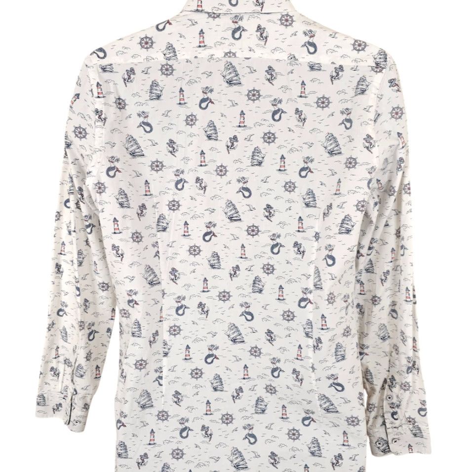 Express Lighthouse Shirt Express Mens Size Small White Nautical All Over Print Button-Up" Size US S / EU 44-46 / 1 - 4 Thumbnail