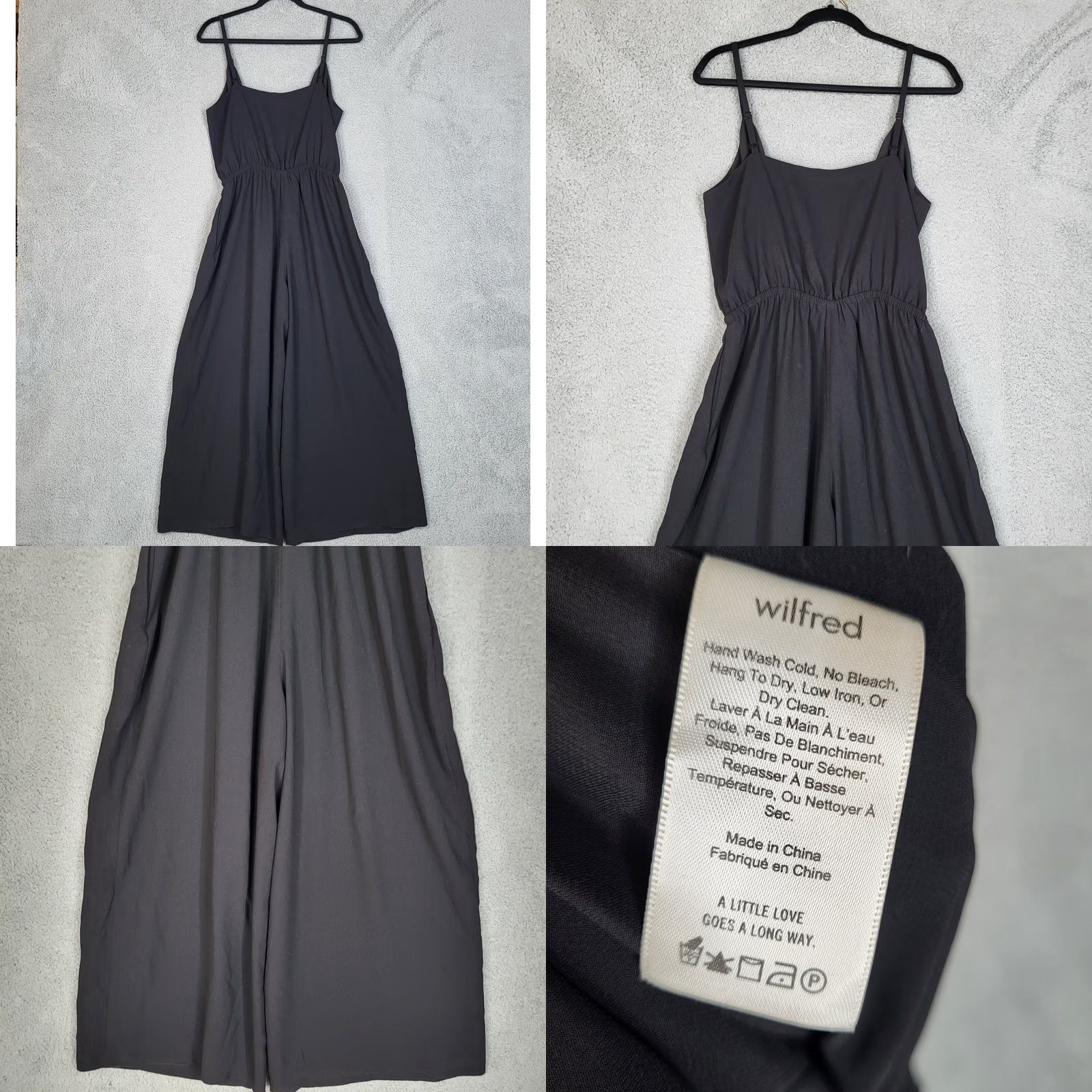 Vintage Wilfred Women's Black wrapped v-neck Stretch Wide leg Jumper suit L Size L / US 10 / IT 46 - 8 Thumbnail