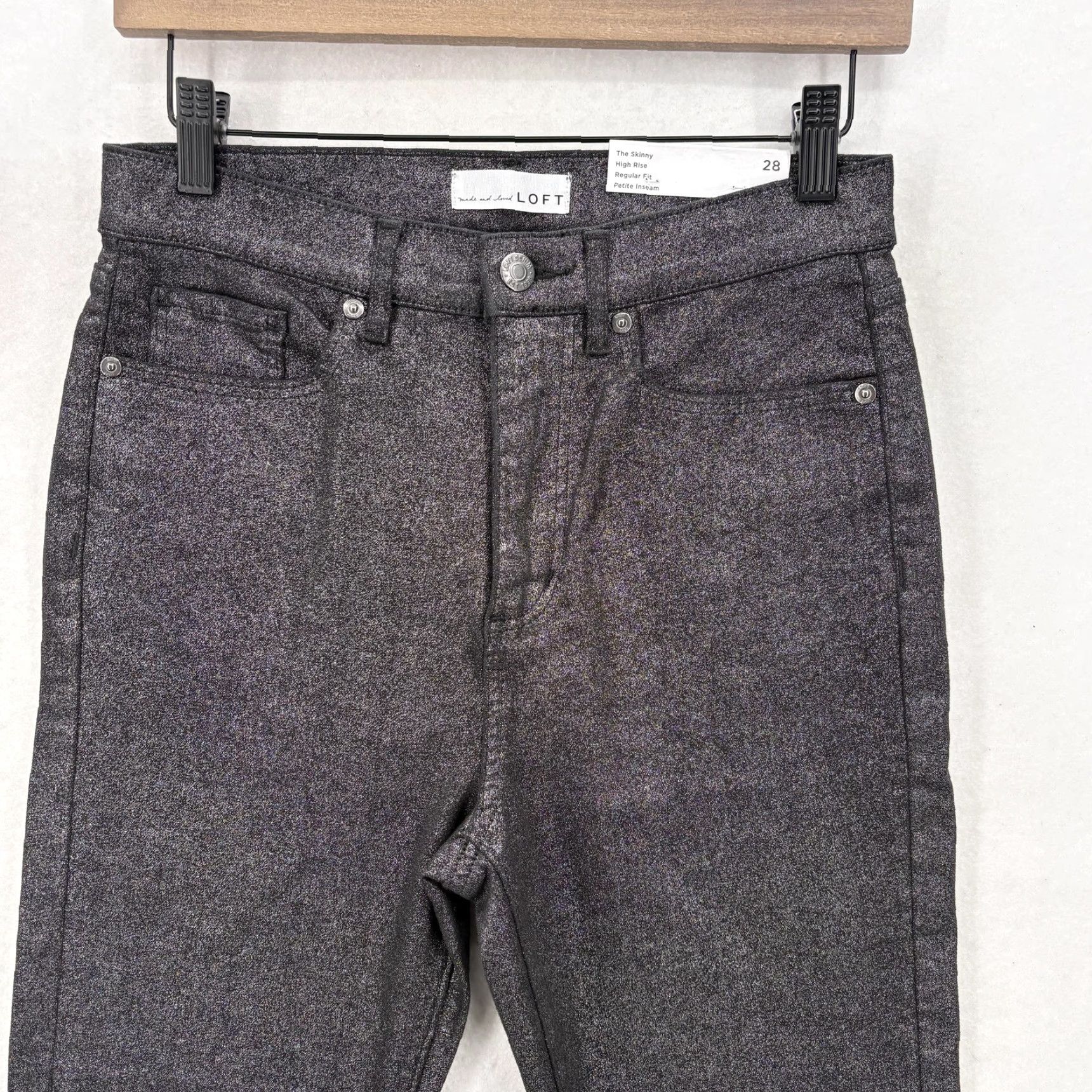 Loft VINTAGE Loft The Skinny Jeans Womens 28 Petite Charcoal Wash High Rise Stretch Denim NWT Size 28" / US 6 / IT 42 - 2 Thumbnail